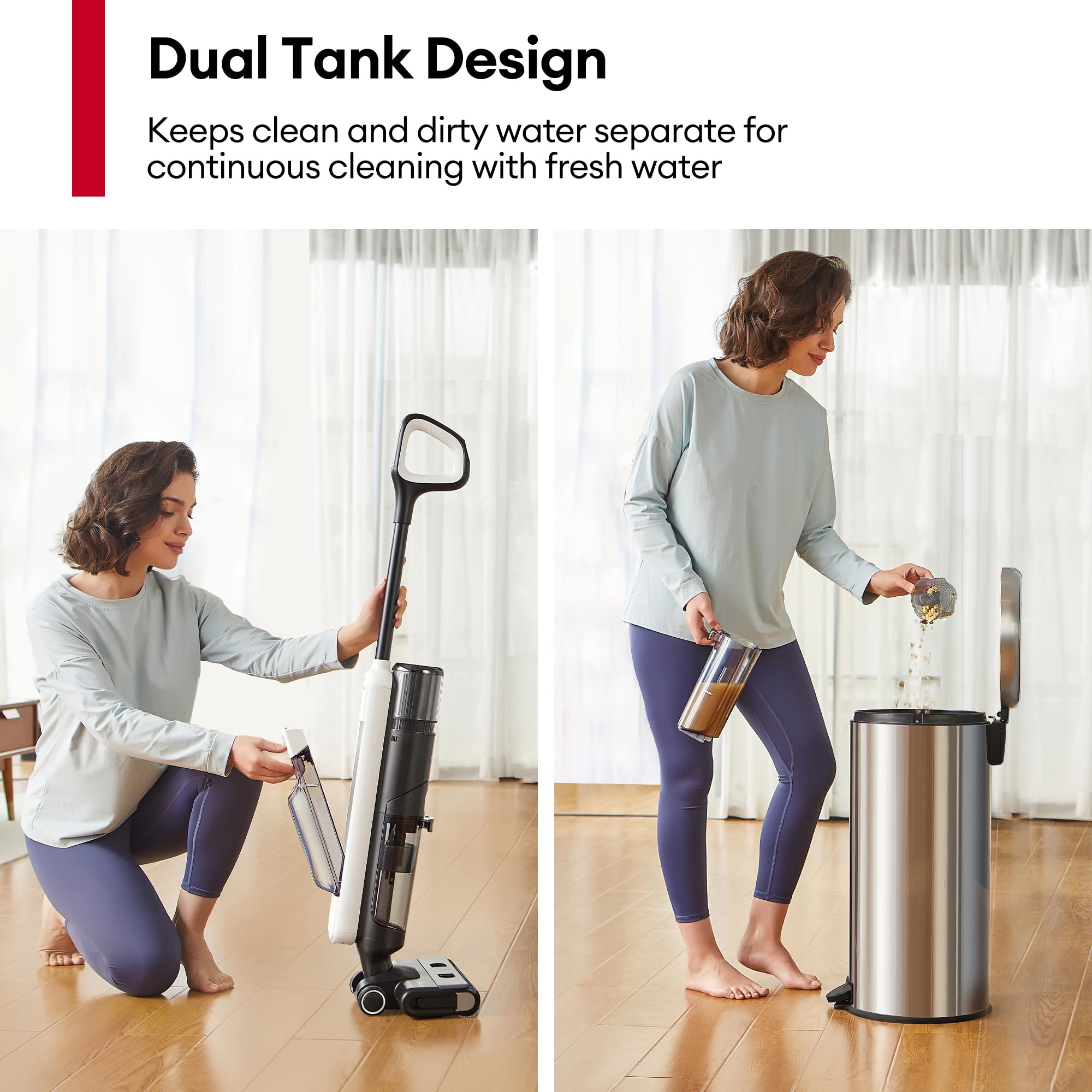 Ultenic Cordless Vacuum Mop All in One Combo, Wet Dry Vacuum Cleaner with Self-Cleaning, Long Runtime, Smart Mess Detection, LCD Display, Great for Hard Floors and Sticky Messes, AC1 Elite