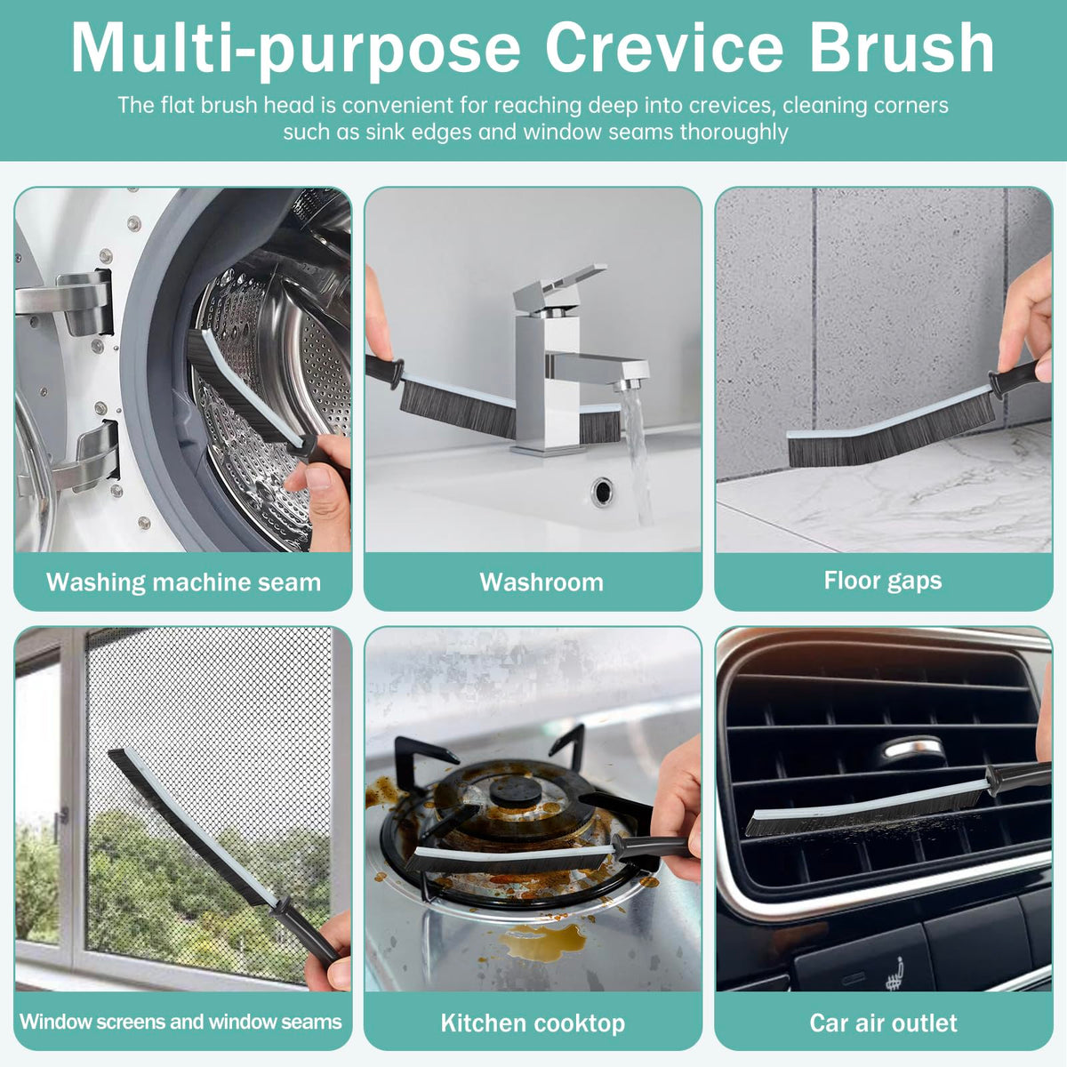 Crevice Cleaning Brush,Hard-Bristled Crevice Cleaning Brush,2024 New Multifunctional Gap Cleaning Brush Tool,Dead Corners Brushes for Bathroom Kitchen Tiles Window Door Slots,3pcs