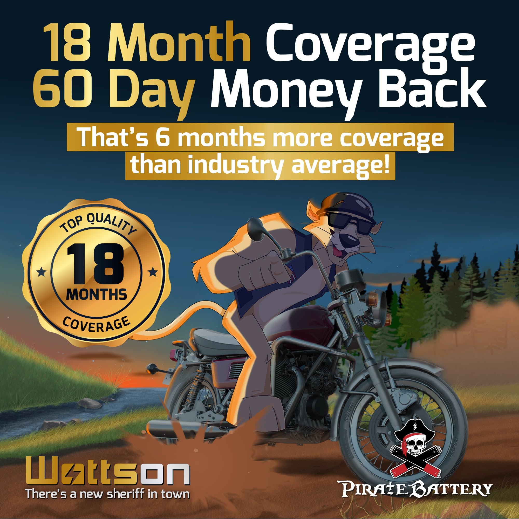 Pirate Battery YTX4B-BS 12 V 40 CCA AGM – Maintenance-Free 2 Ah Battery for Scooter, Pocket Bike, Mini ATV – Tab Terminal – Fits Yamaha Zuma 50, Honda Metropolitan, Razor Pocket Mod