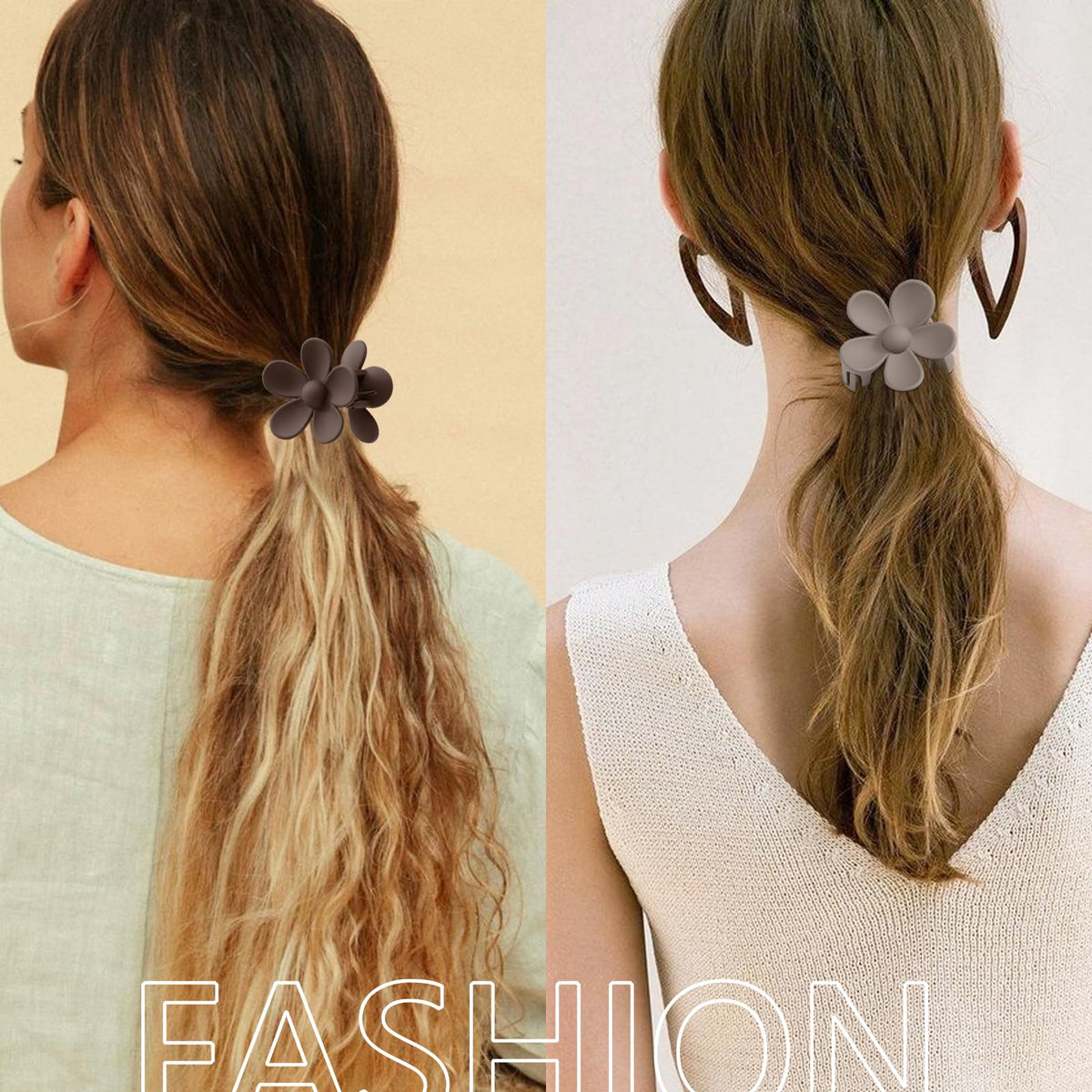 12 PCS Medium Flower Claw Clips for Women & Girls, Cute Flower Hair Clip, Non Slip Strong Hold for Women, Neutral Colors