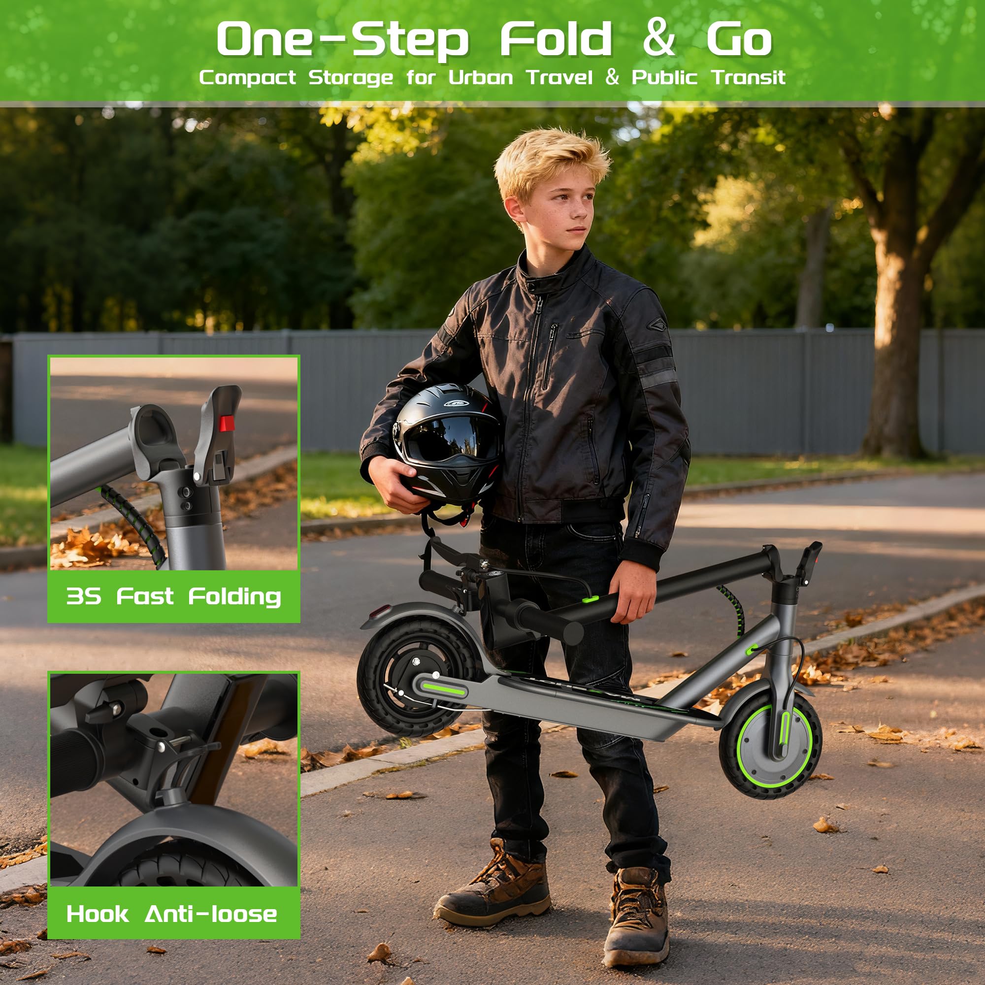 MAXSHOT Electric Scooter Adults & Big Kids, Top Speed 9/16/19/22MPH, 10/12/16/21/50Miles Range, 6.5"/8.5"/14" Tires Folding Commuter Escooter with Dual Suspension for Commuting, APP Control