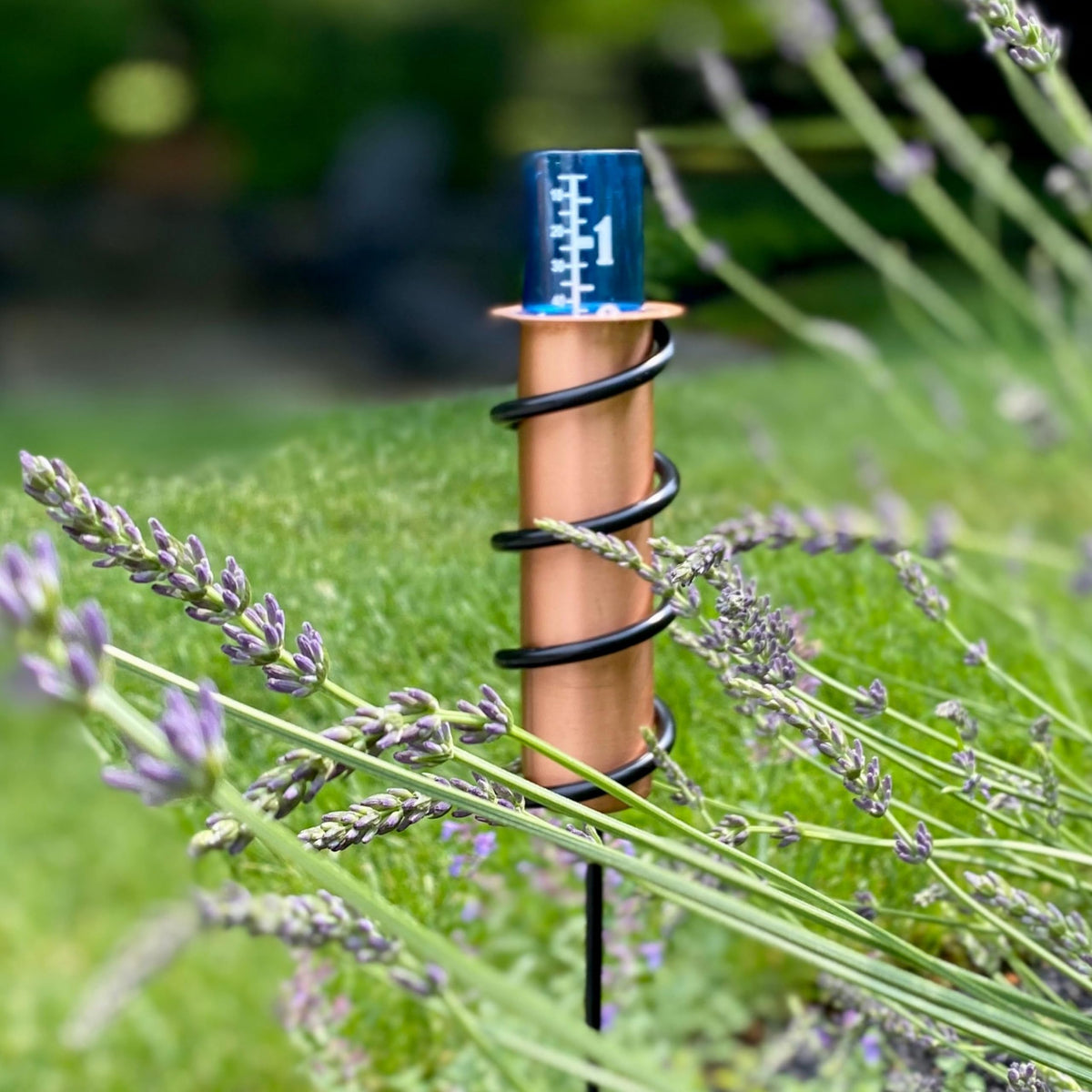WCRG Copper Rain Gauge for Yard, Steel Stake - Outdoor Sprinkler Gauges, Shatterproof, Winter-Safe, Accurate, Decorative - The Original Floating Rain Gauge, USA Assembled & Designed