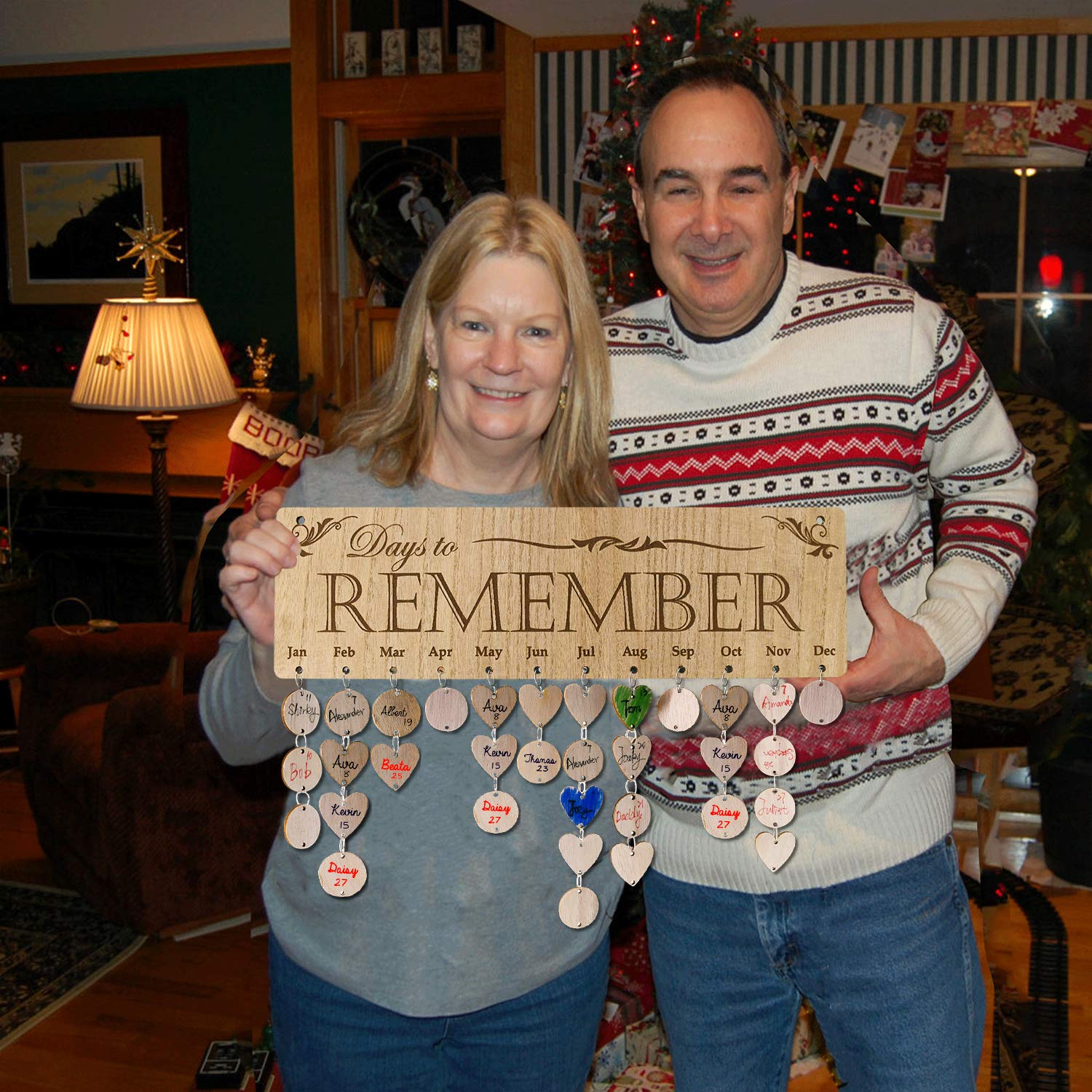 YuQi Present for Moms Dads from Daughter Son- Wooden Family Birthday Reminder Calendar Board Wall Hanging- Days to Remember- Great Way to Keep All Birthdays & Anniversary’s
