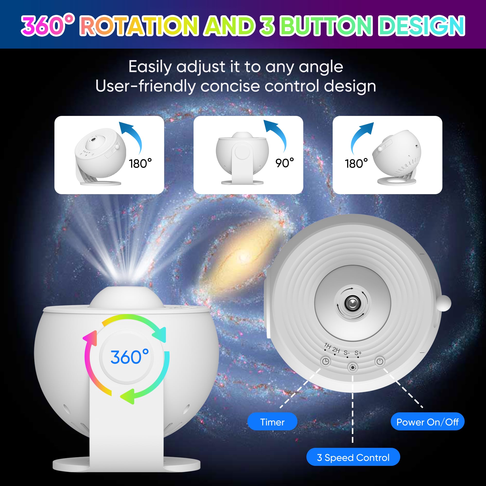 FlyLily Galaxy Projector - 13 in 1 HD Planetarium Star Projector for Bedroom, 360 Rotating Galaxy Light with Adjustable Knob and Timer for Kids, Ceiling, Gifts, Room Decoration
