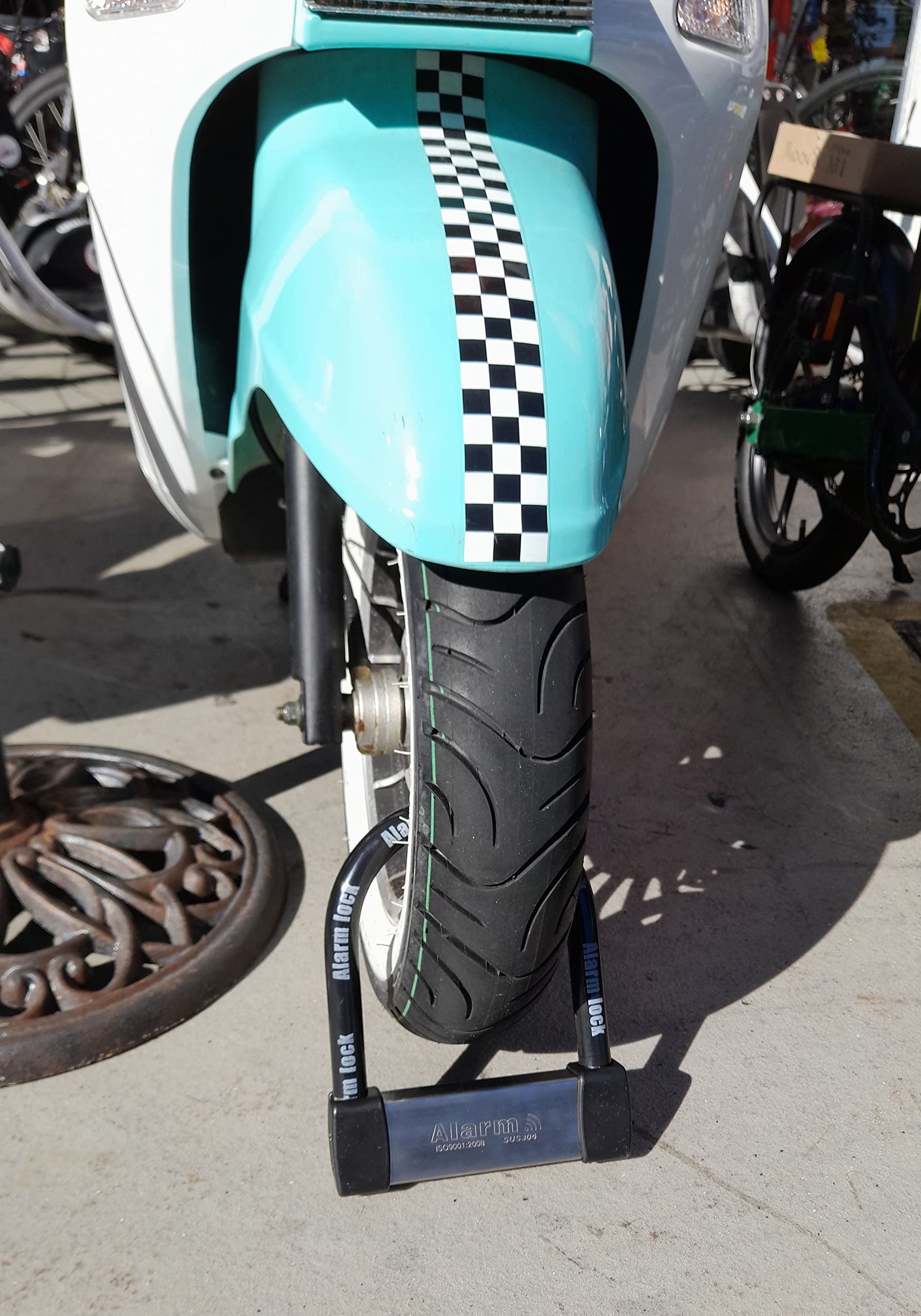 EnzZone Heavy Duty Anti Theft Alarm U Lock for E-Bikes, Scooters, Motorcycles - 16mm Stainless Steel, 3 Keys, Weatherproof