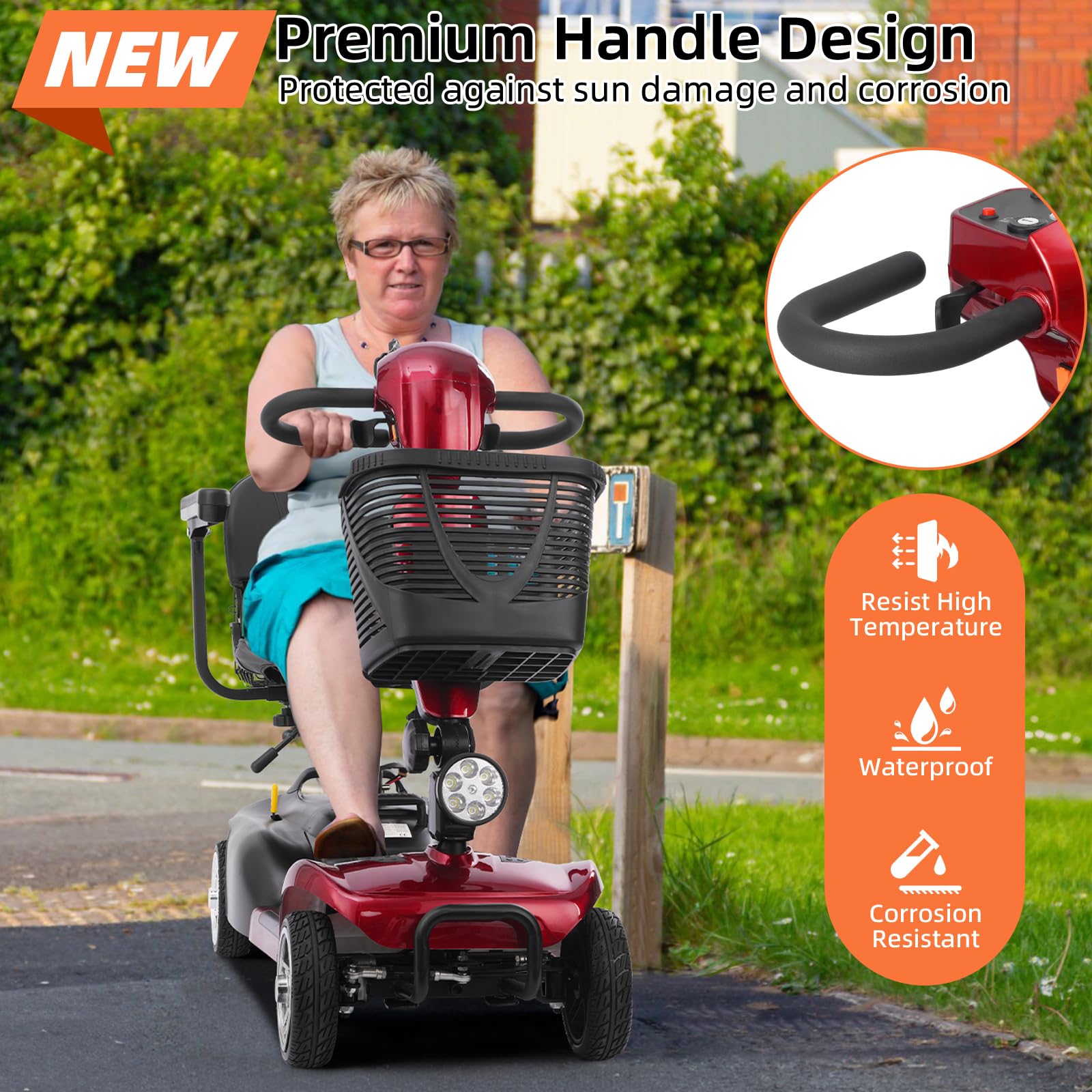 20 Miles 4 Wheels Mobility Scooter for Seniors/Adults Up to 300LBS,350W Electric Wheelchair Detachable Lithium Battery,Dual Baskets,Rotating Seat,with Taillight, USB Charging, Red 18AH