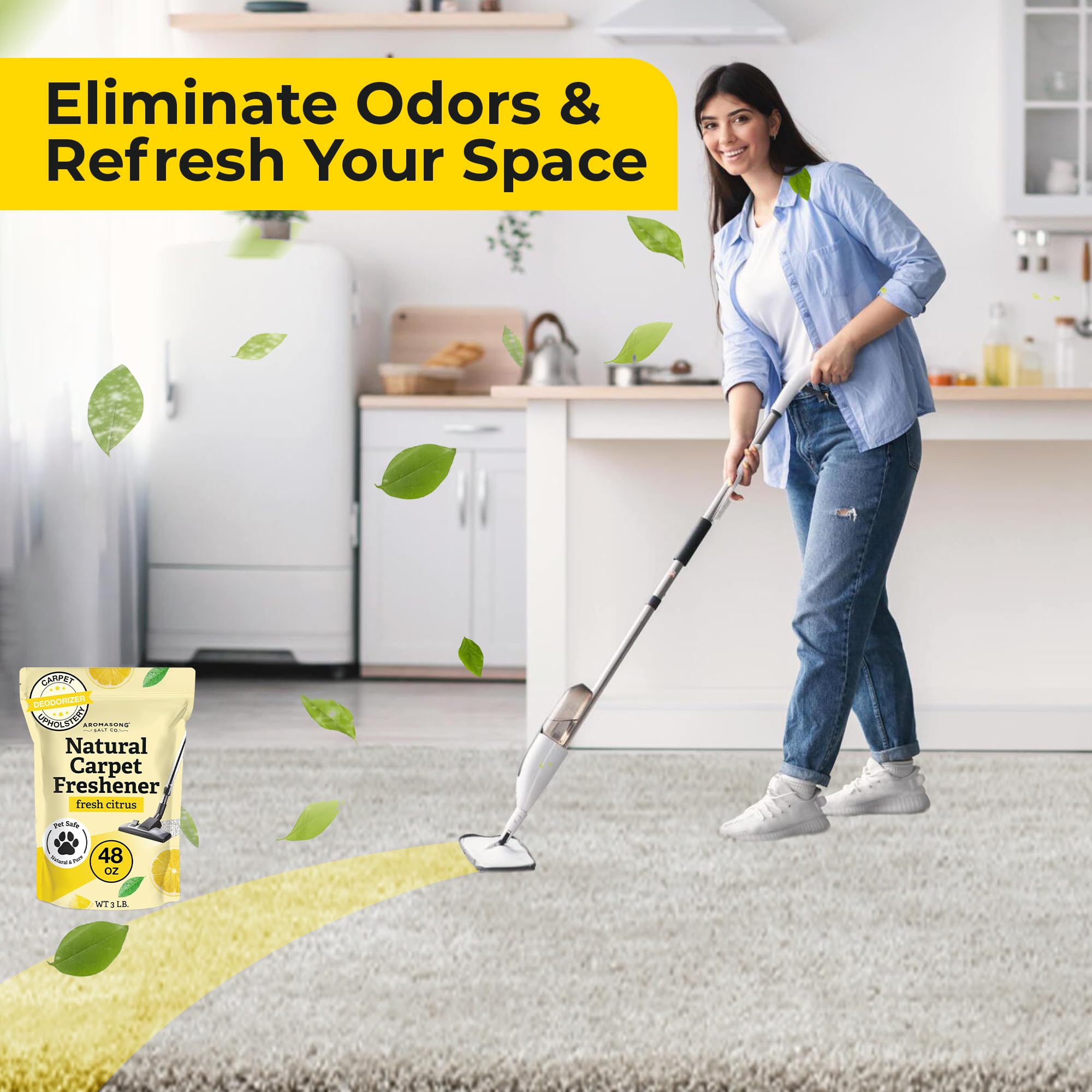 Aromasong Carpet Deodorizer Bundle – Citrus 48 oz & Lavender 48 oz, Natural Carpet Freshener, Odor Eliminator for Pets & Home, Long-Lasting Freshness, Safe for Kids & Pets