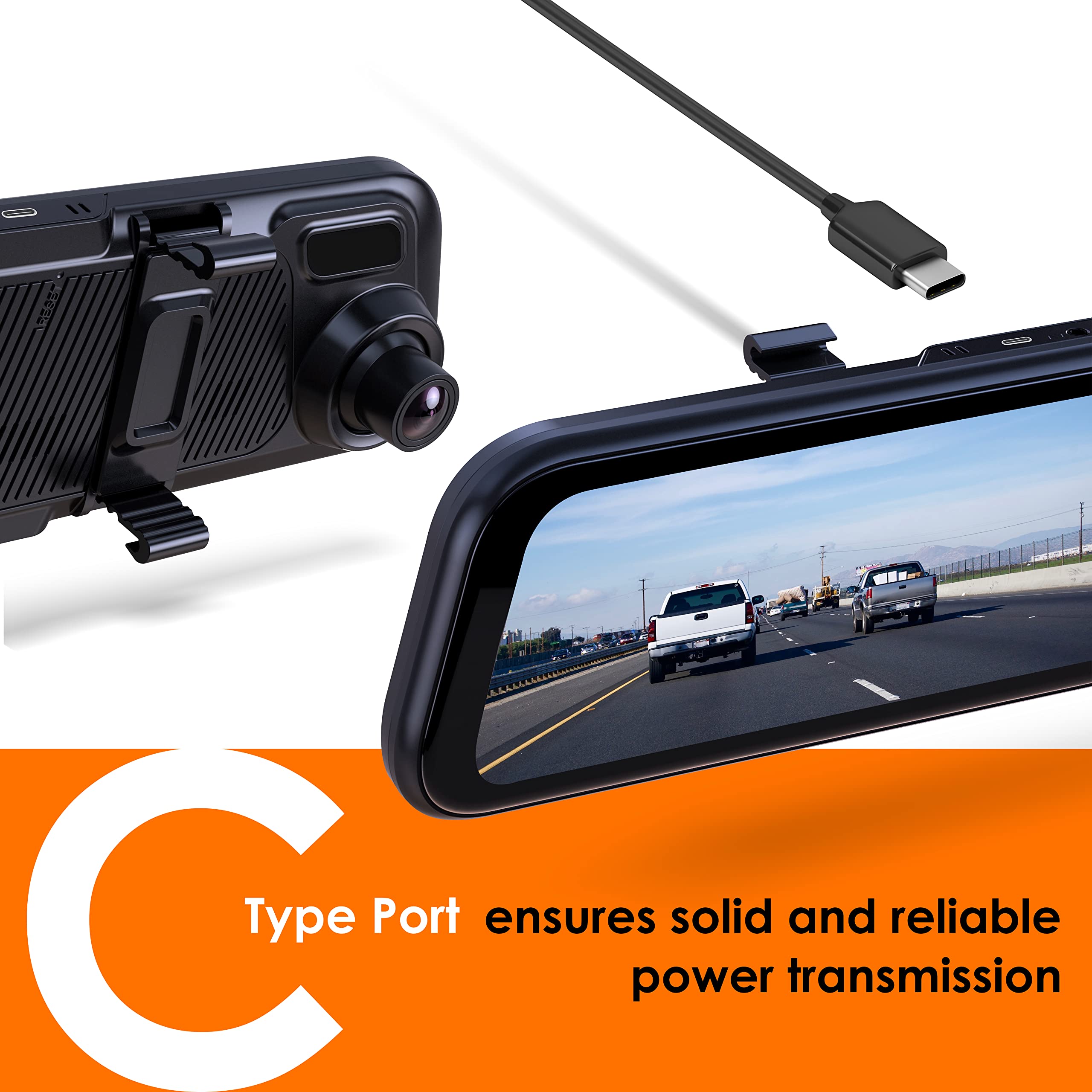 RexingUSA M2 MAX - 2-Channel Mirror Dash Cam w/ 12” IPS Touch Screen, 4K + 1080p, Wi-Fi, GPS, ADAS,Loop Recording, Backup Camera, Parking Mode, Collision Detection