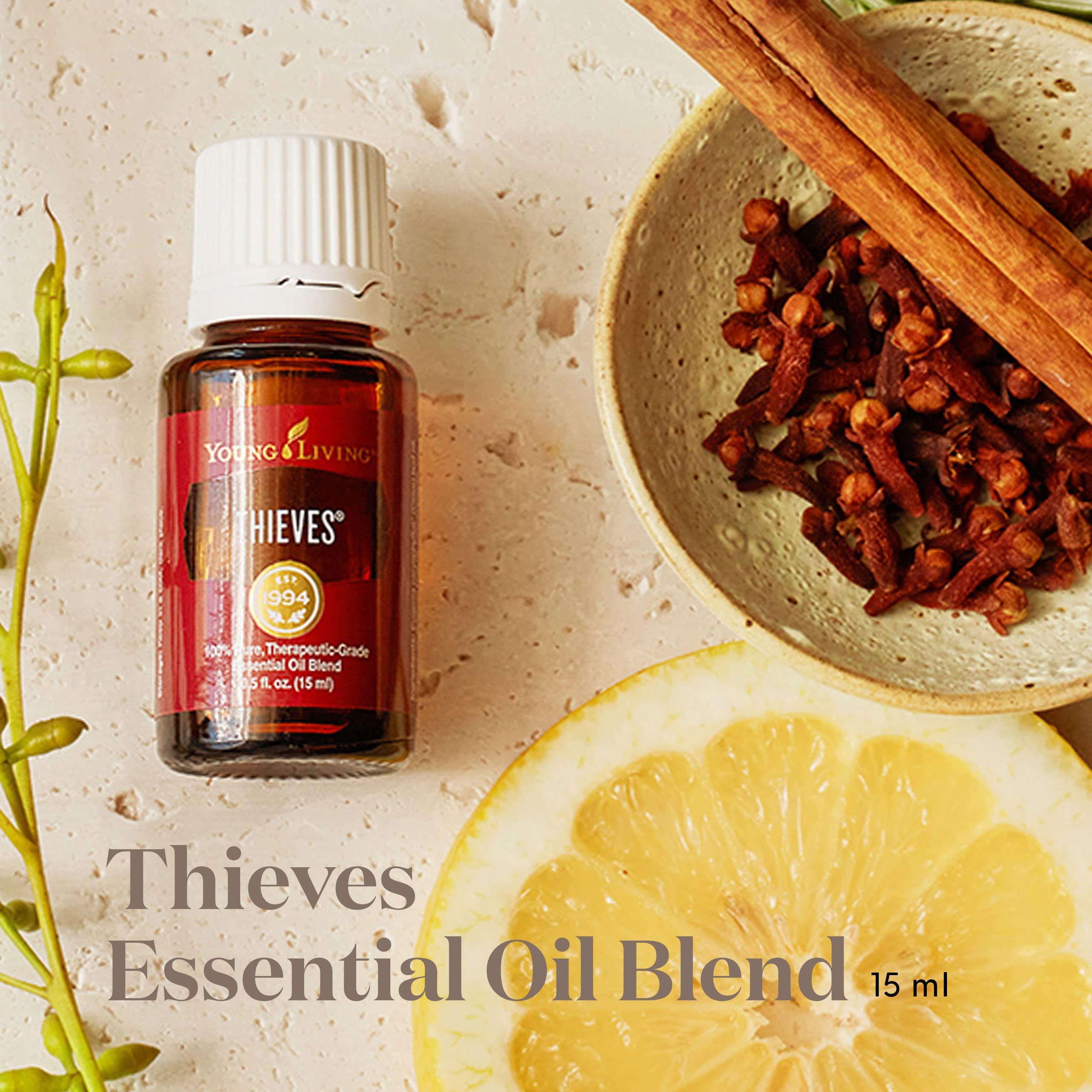 Thieves Essential Oil Blend by Young Living, 15 Milliliters | Topical and Aromatic | Vegan & Gluten-Free | Aromatherapy Diffuser | Natural & Organic Premium Oils