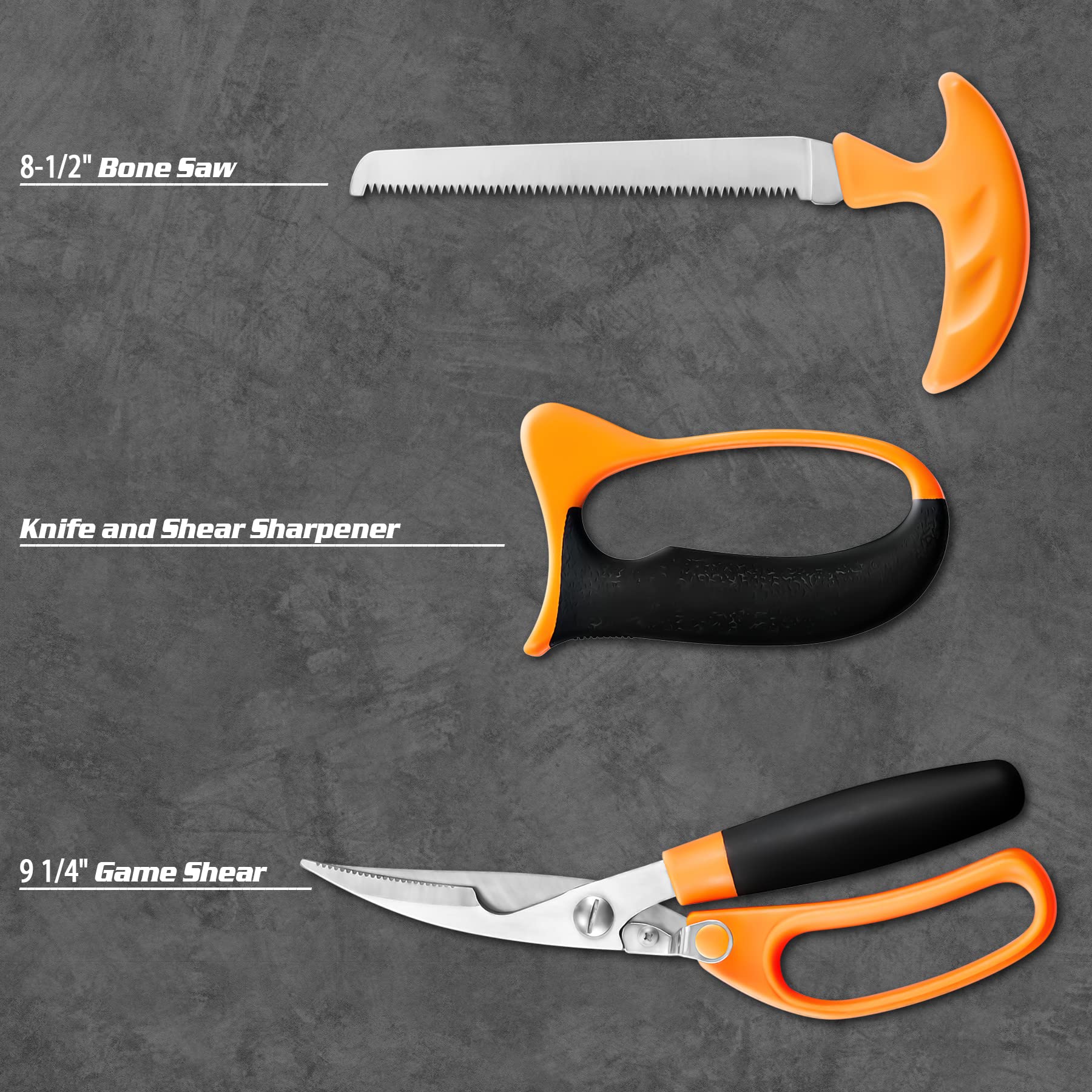 KNINE OUTDOORS Hunting Deer Knife Set Field Dressing Kit Forest Portable Butcher Game Processor Set, 12 Pieces