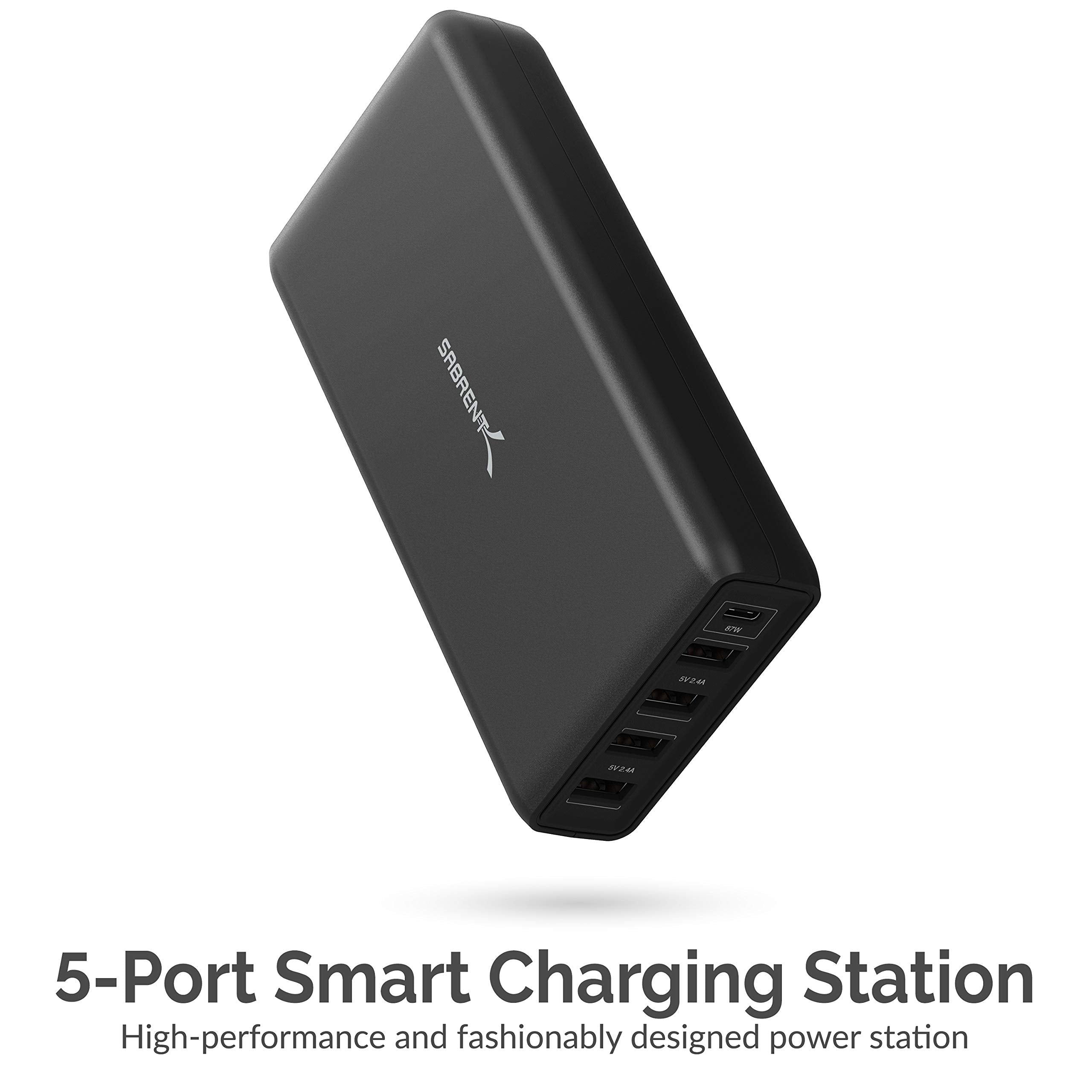 SABRENT 114W 5 Port USB A and USB Type C PD Smart Charger Charging Station (AX-LPD5)
