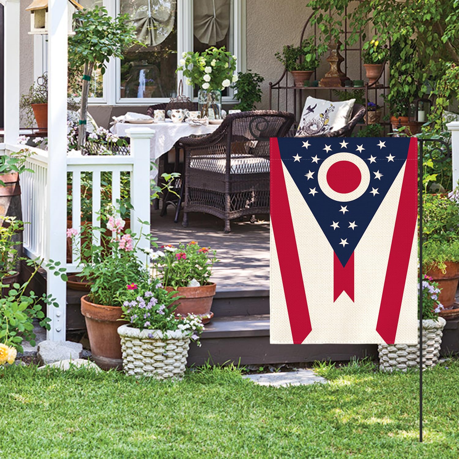 AVOIN colorlife Ohio U.S. States Garden Flag 12x18 Inch Double Sided Outside, Patriotic Unity Local Yard Outdoor Flag
