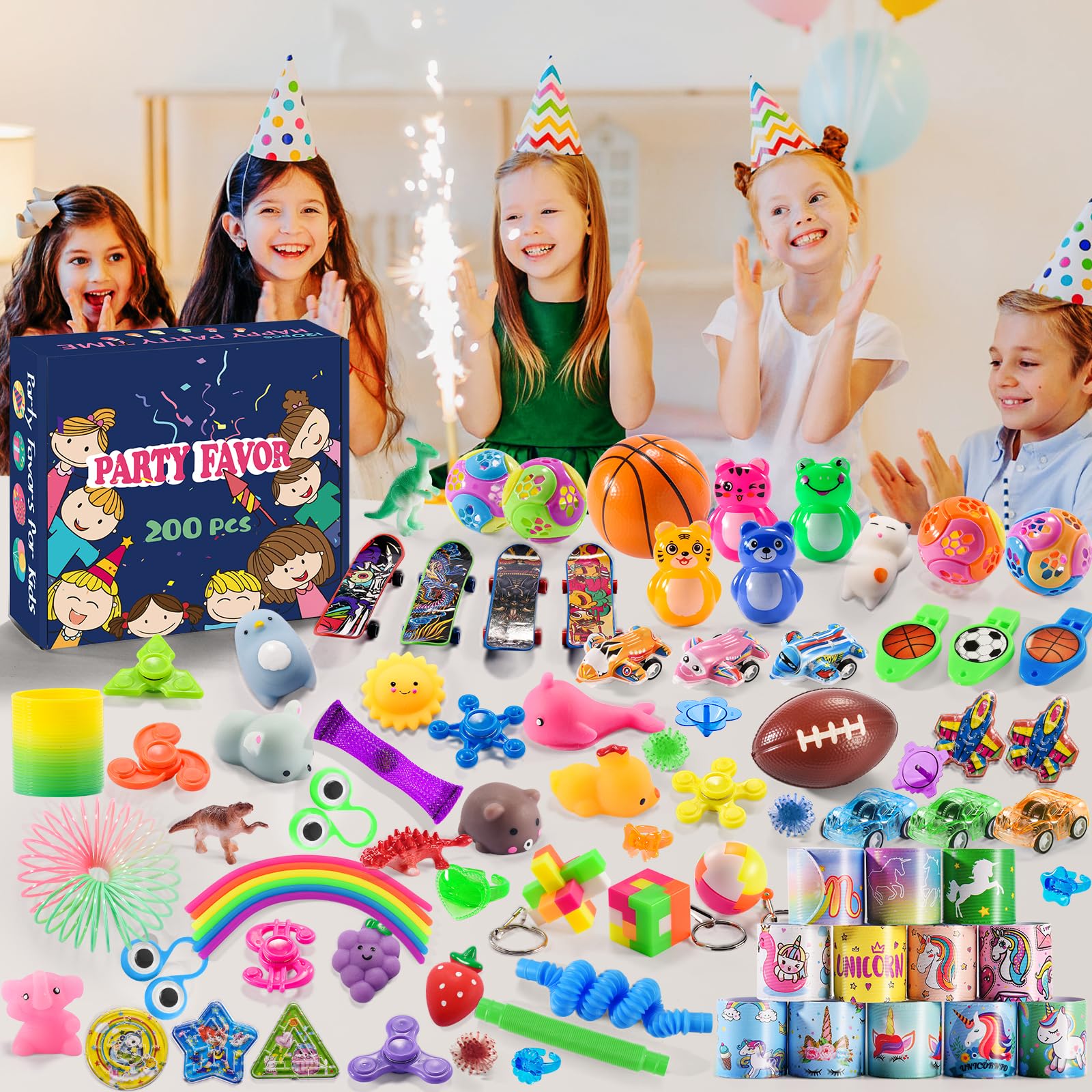 Yutin 200 PCS Party Favors for Kids 8-12, Treasure Prize Box Toys for Kids Classroom Rewards, Goodie Bag Stuffers Pinata Fillers, Small Bulk Toys for Birthday Gift Bag 4-8
