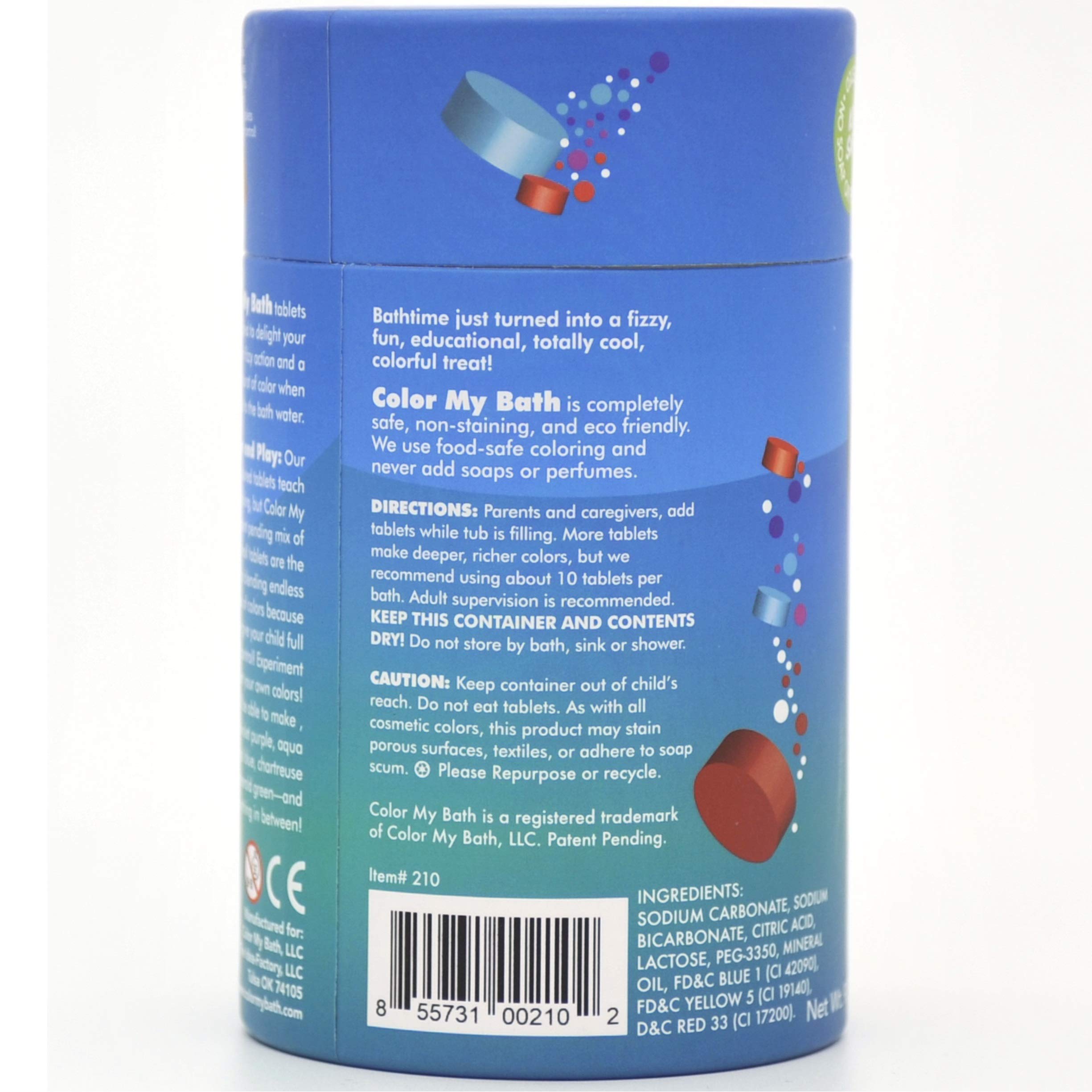 Color My Bath - 300 Count - The Original Fizzy Color Changing Tablets - Non Toxic, Non Staining, Fragrance Free Eco-Friendly Container - Fun Educational Bathtime Activity for Kids - Made in The USA