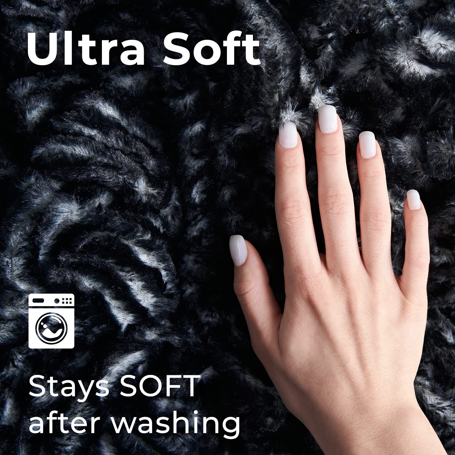 Mellanni Fluffy Duvet Cover Set - Cozy Faux Fur Bedding - Warm and Fuzzy Bed Set for Winter - Ultra-Soft Duvet for Cold Nights (King, Black)