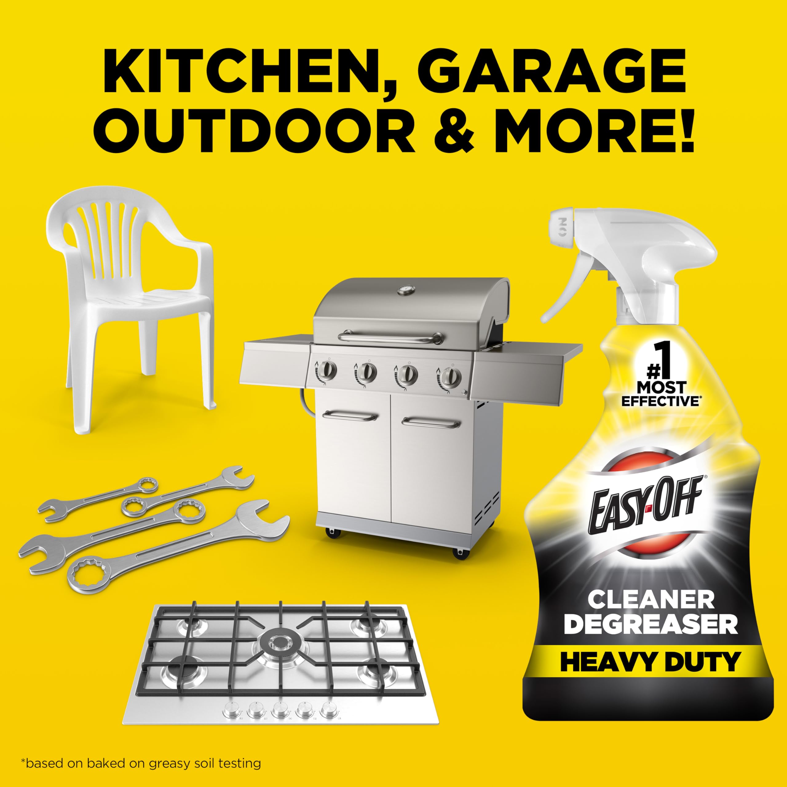 Easy-Off Heavy Duty Degreaser, Removes Grease & Grime, For Kitchen, Garage, Outdoor & More 32oz