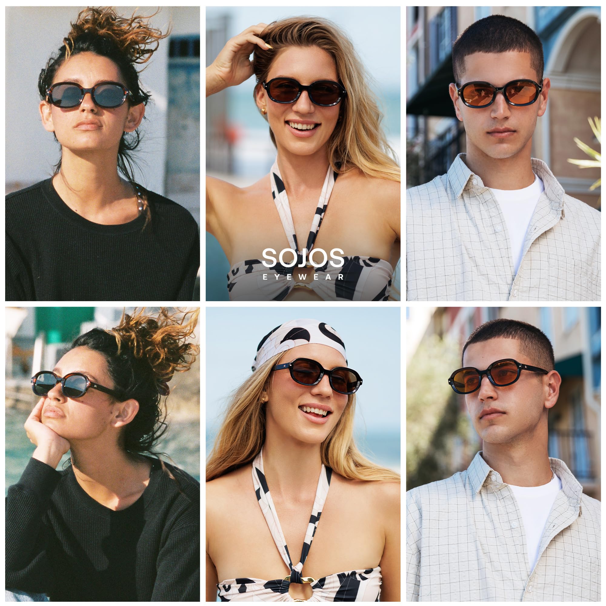 SOJOS Retro Vintage Oval Polarized Sunglasses Womens Mens 80s 90s Trendy Round Sunnies SJ2603, Brown Tortoise/Brown
