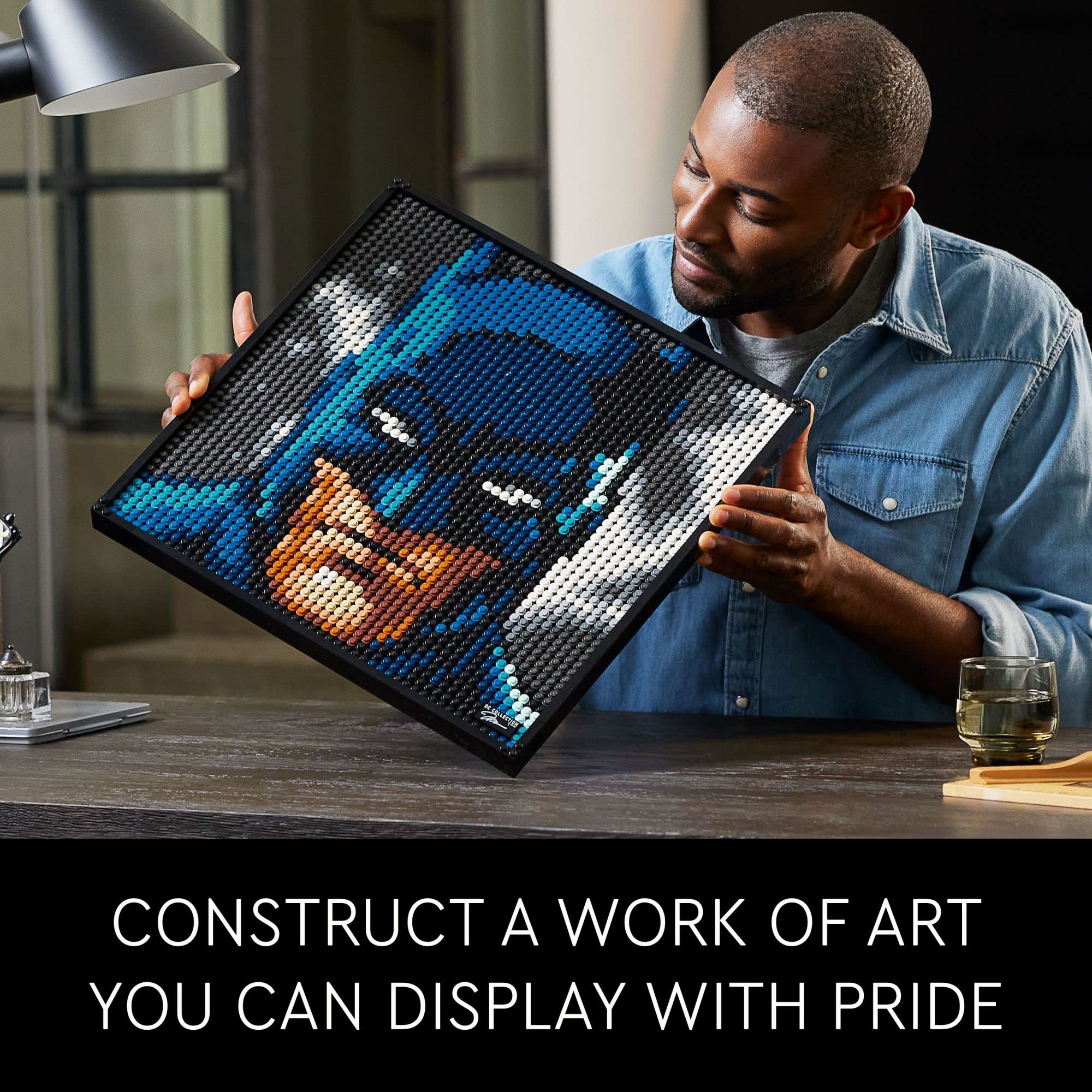 LEGO Art Jim Lee Batman Collection 31205 Building Blocks - Superhero Canvas Wall Decor with Joker, Harley Quinn, or Batman Portraits, DC Comics DIY Poster, Gift Idea for Men, Women, and Adults