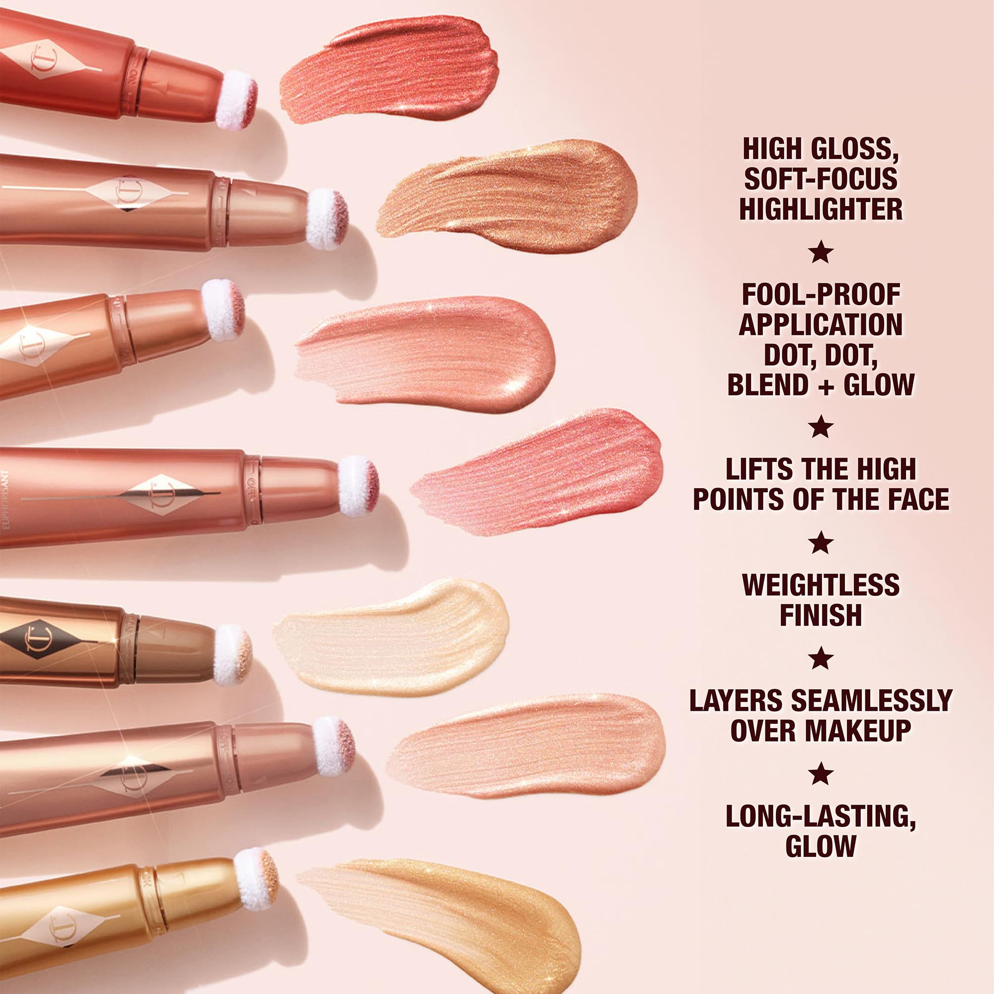 Charlotte Tilbury Glowgasm Beauty Light Wand Liquid Highlighter Makeup - Soft-Focus Pink Highlighter & Blush for Cheeks - Pearlescent, Weightless Radiant Finish - Pinkgasm