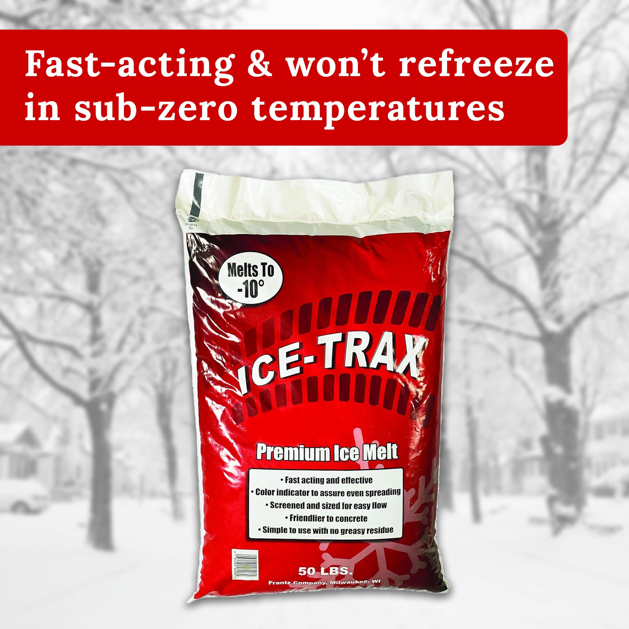 Partners Brand Premium Ice Melt, Blue (50 lb. Bag) Industrial Grade, Concrete Safe, Slip-Free Solution for Melting Ice on Sidewalks, Driveways, and Parking Lots in Freezing Temperatures