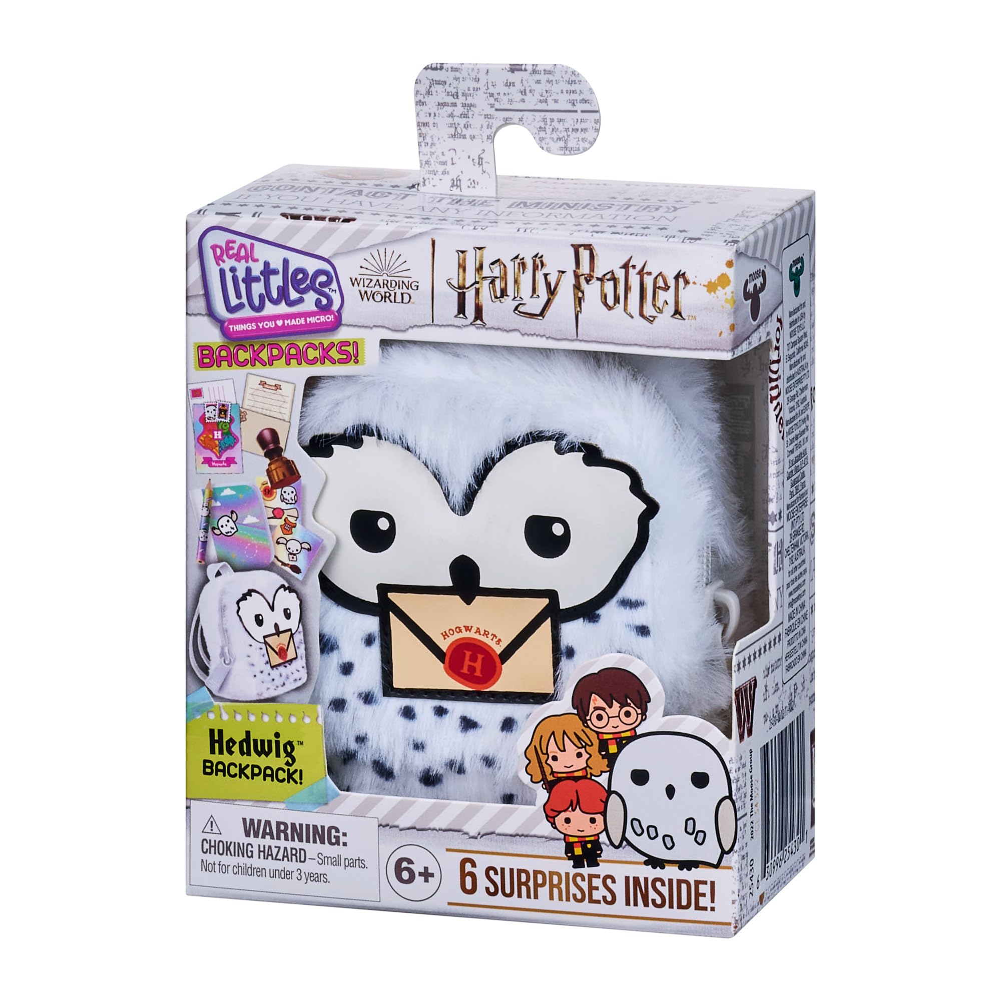 REAL LITTLES Harry Potter Wizarding World Backpack with 6 Micro Stationery Surprises Inside! 4 to Collect - Harry Potter, Hermione Granger, Ron Weasley and Hedwig - Styles May Vary