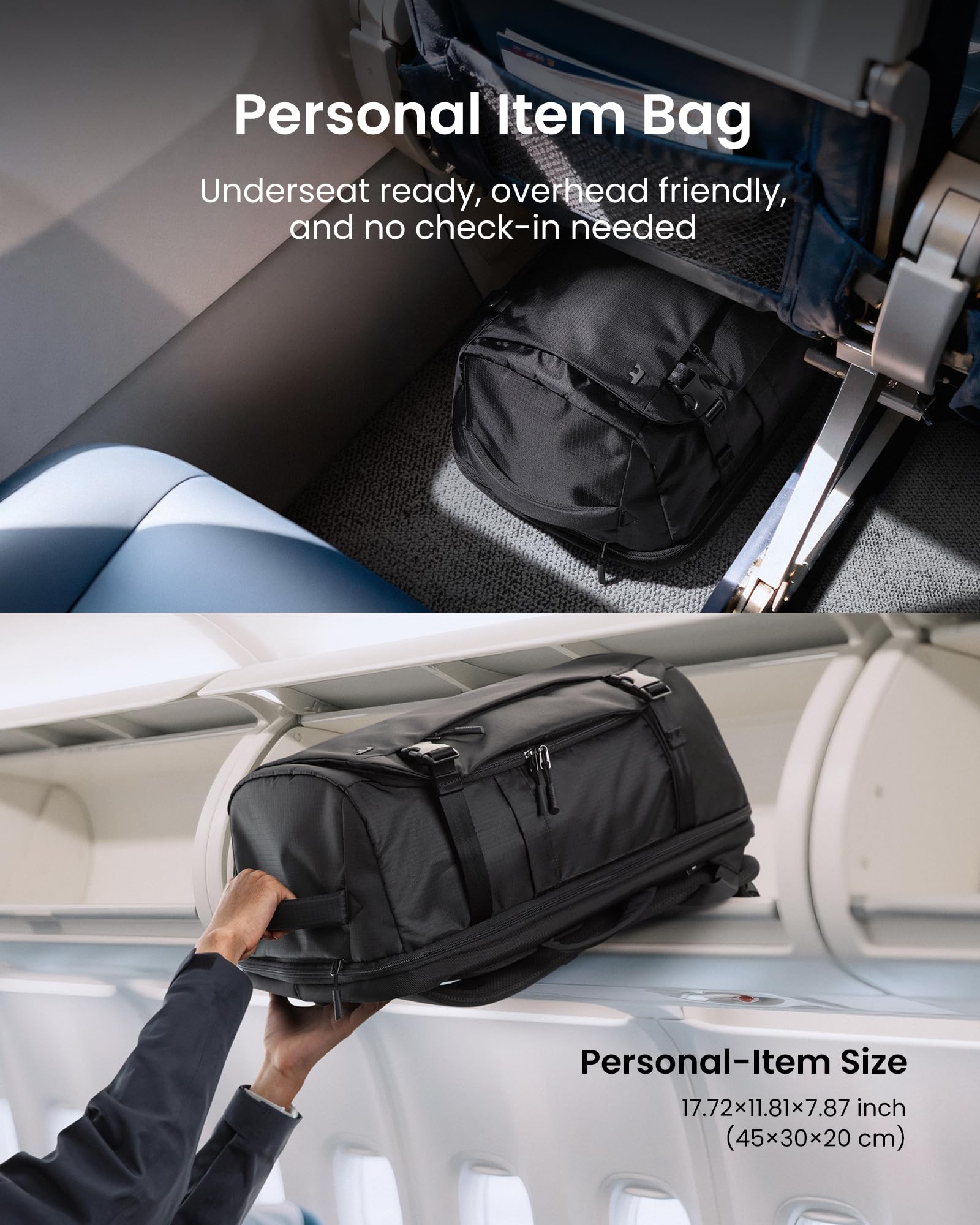 tomtoc Travel Backpack 28L, TSA Friendly Flight Approved Carry-on Luggage, Personal Item Travel Bag, Water-resistant Lightweight Business Rucksack, Durable Bag Fits 16 Inch Laptop