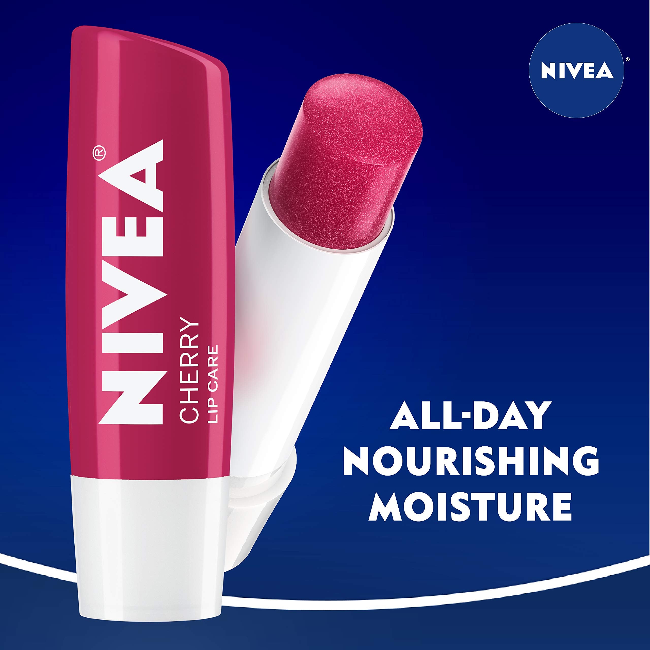 NIVEA Lip Care, Fruity Tinted Lip Balm Variety Pack, Galentine's Day Gifts for Her, With Cherry, Strawberry, Blackberry and Watermelon Flavors, 0.17 Oz Stick, Pack of 4