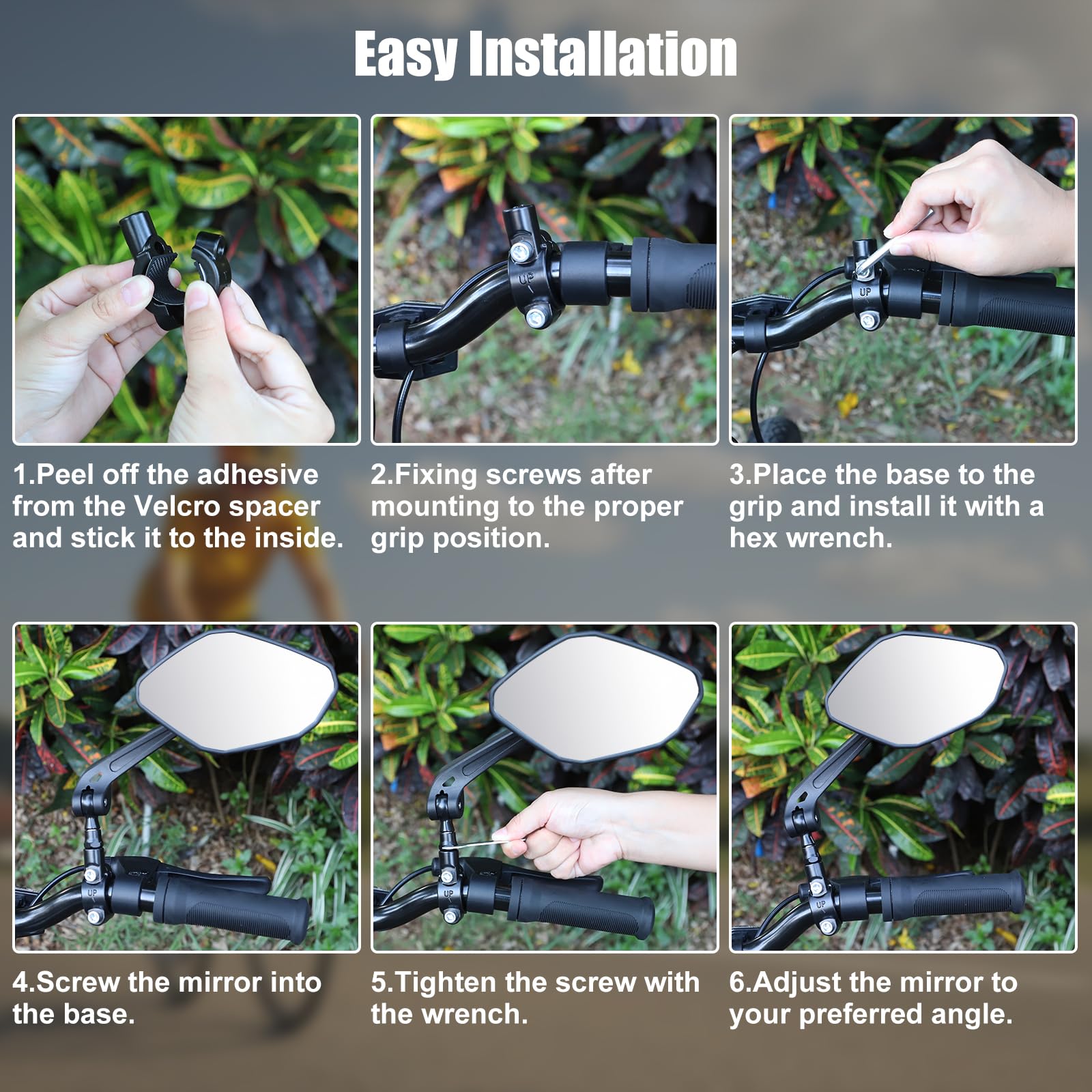 Diyife Bike Mirror, Bike Mirror Handlebar Mount 1 Pair, Wide Angle Large Handlebar Rearview Mirror, Blast-Resistant 360°Adjustable Bicycle Rear View Mirror Accessories for Mountain Road Bike