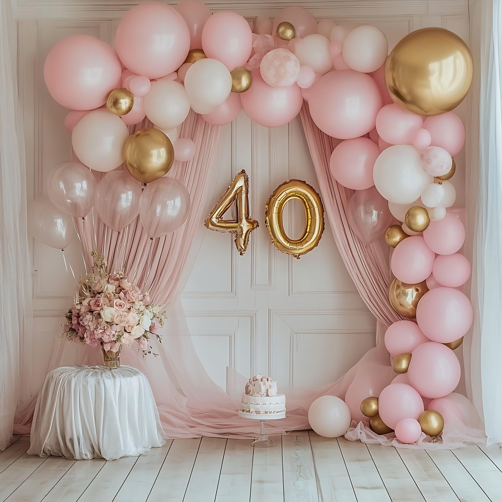 CVPARTYON Light Pink Balloons 125 pcs Different Sizes of 8 12 10 5 Inch Pastel Baby Pale Pink Balloon Arch Kit Garland for Princess Birthday Baby Shower Gender Reveal Valentine's Day Party Decoration