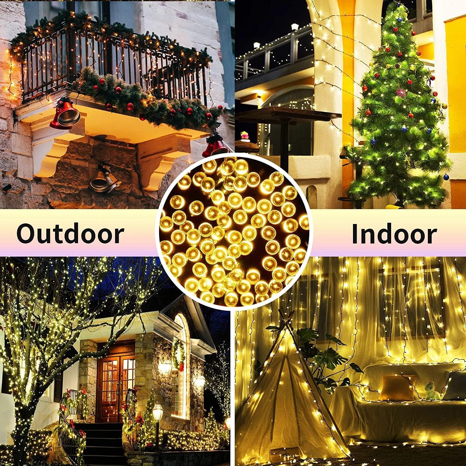 QUWIN Outdoor Christmas String Lights, 180Ft 500 LED UL Certified 11 Lighting Modes, Indoor & Outside Christmas Tree Lights for Christmas Tree, Patio, Holidays, Party 