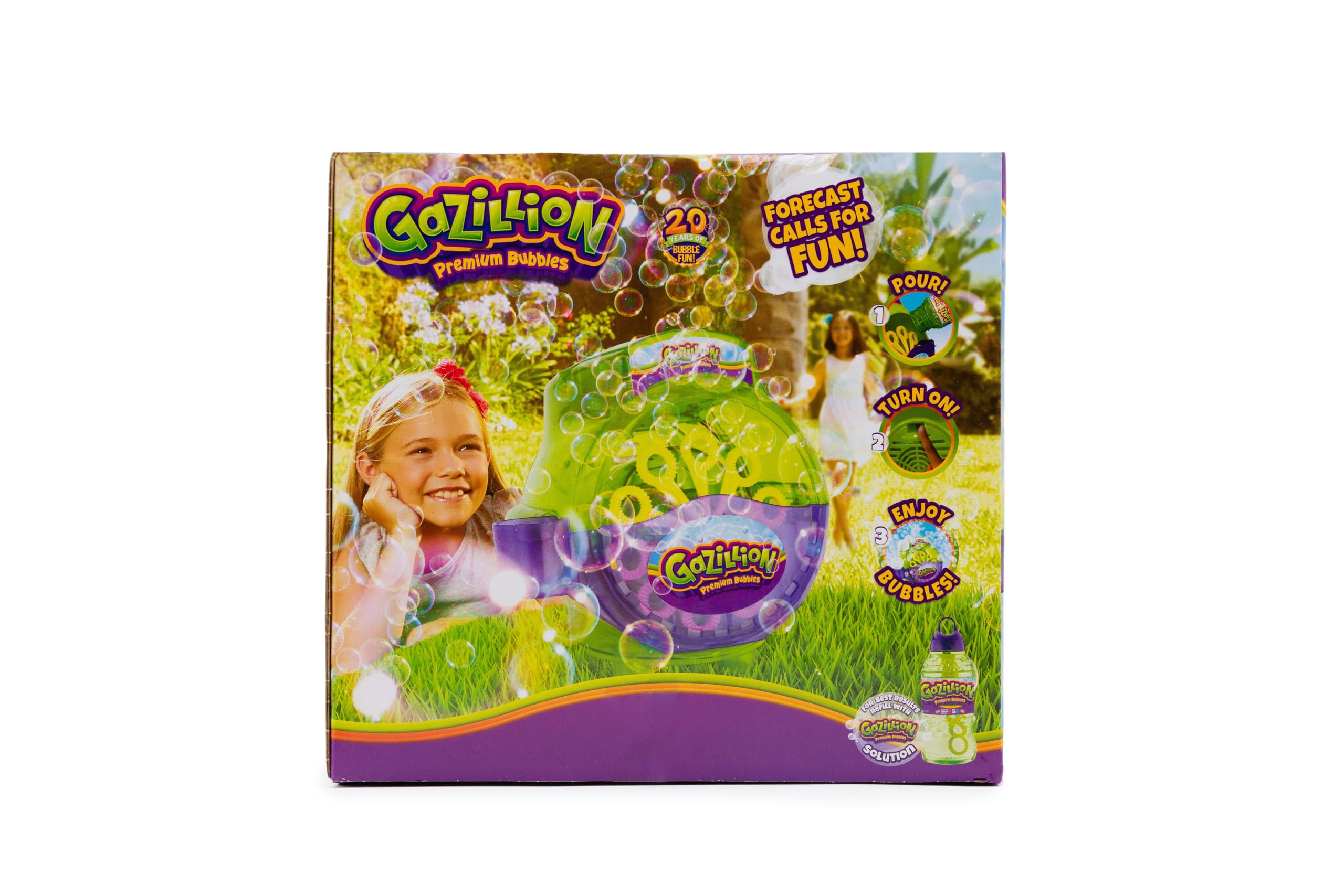 Gazillion Bubbles, Hurricane Bubble Making Machine - Portable Bubble Maker - Instant Bubble Creation - Outdoor Toy for Kids - 4 oz. Bubble Solution Included - Ages 3+