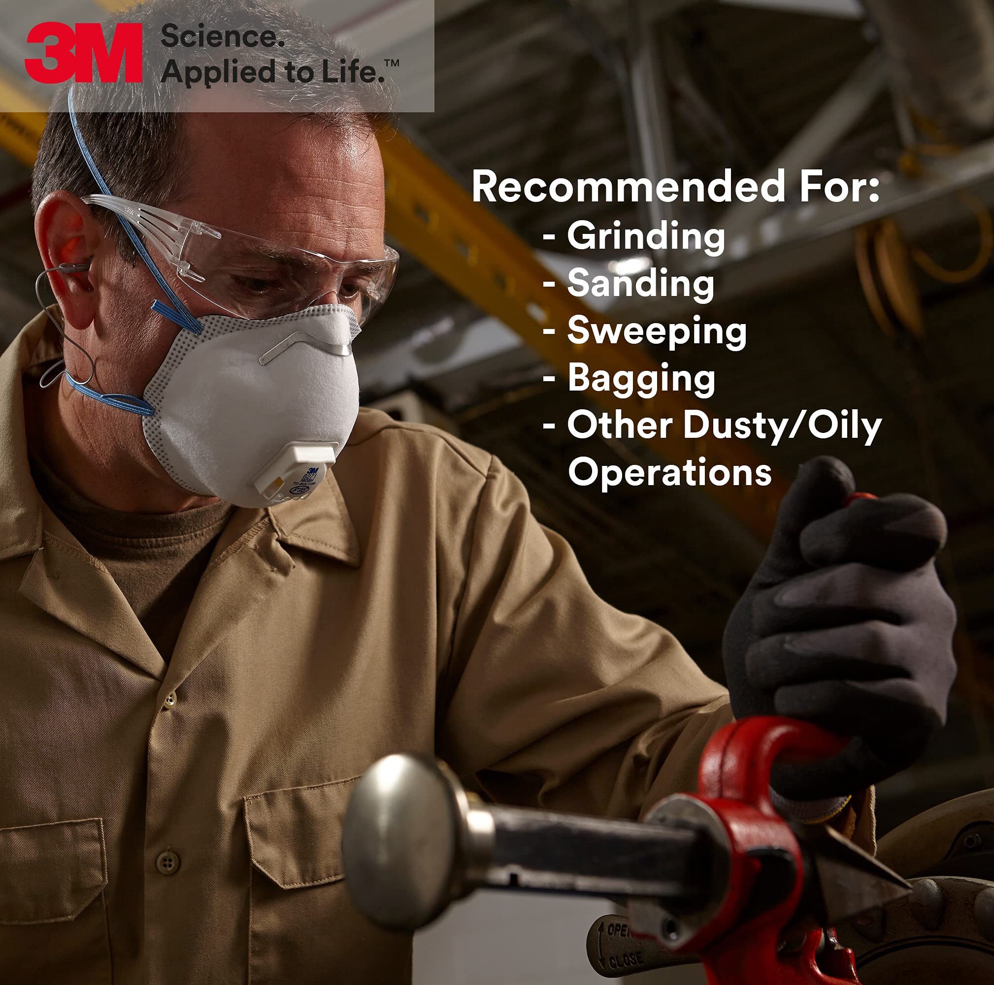 3M Particulate Respirator 8271, P95, Pack of 10, NIOSH APPROVED, Cool Flow Exhalation Valve, Braided Headband, Adjustable M-noseclip, Disposable General Purpose for Dust and other Particles