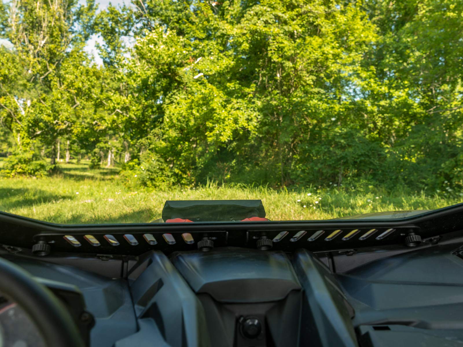 SuperATV Vented Front Glass Windshield for the CanAm Maverick X3 2017+ (See Fitment) | DOT Approved Laminated Safety Glass Windshield | Includes Manual Wiper | Easy Install