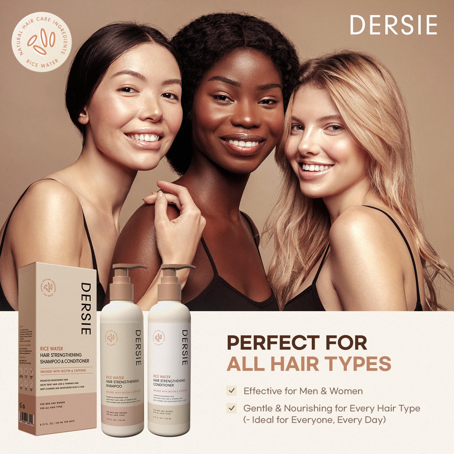 Rice Water Hair Growth Shampoo and Conditioner: Hair Growth Shampoo and Conditioner Infused with Biotin and Caffeine for Thinning Hair (Rice Water Shampoo & Conditioner)