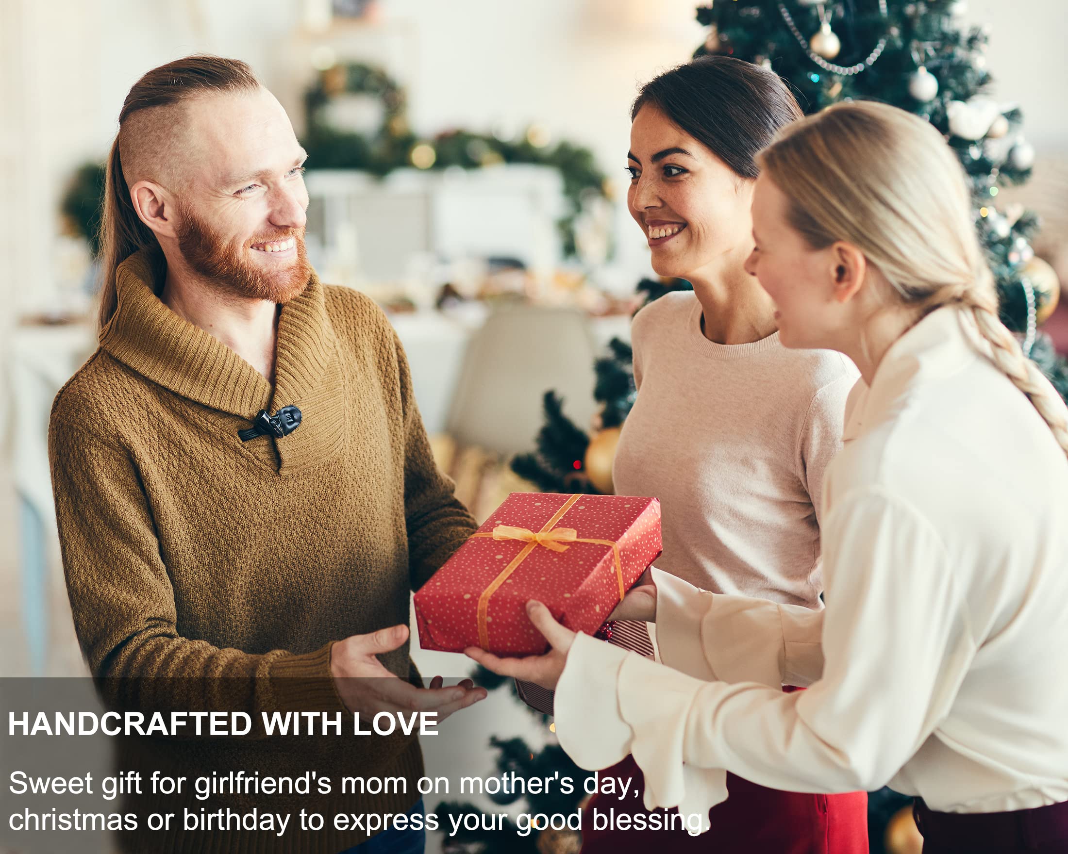 NOURISHLOV Girlfriend's Mom Necklace, Gifts for My Girlfriends Mom, Sterling Silver Two Interlocking Infinity Double Heart, Mother's Day Jewelry Birthday Gift