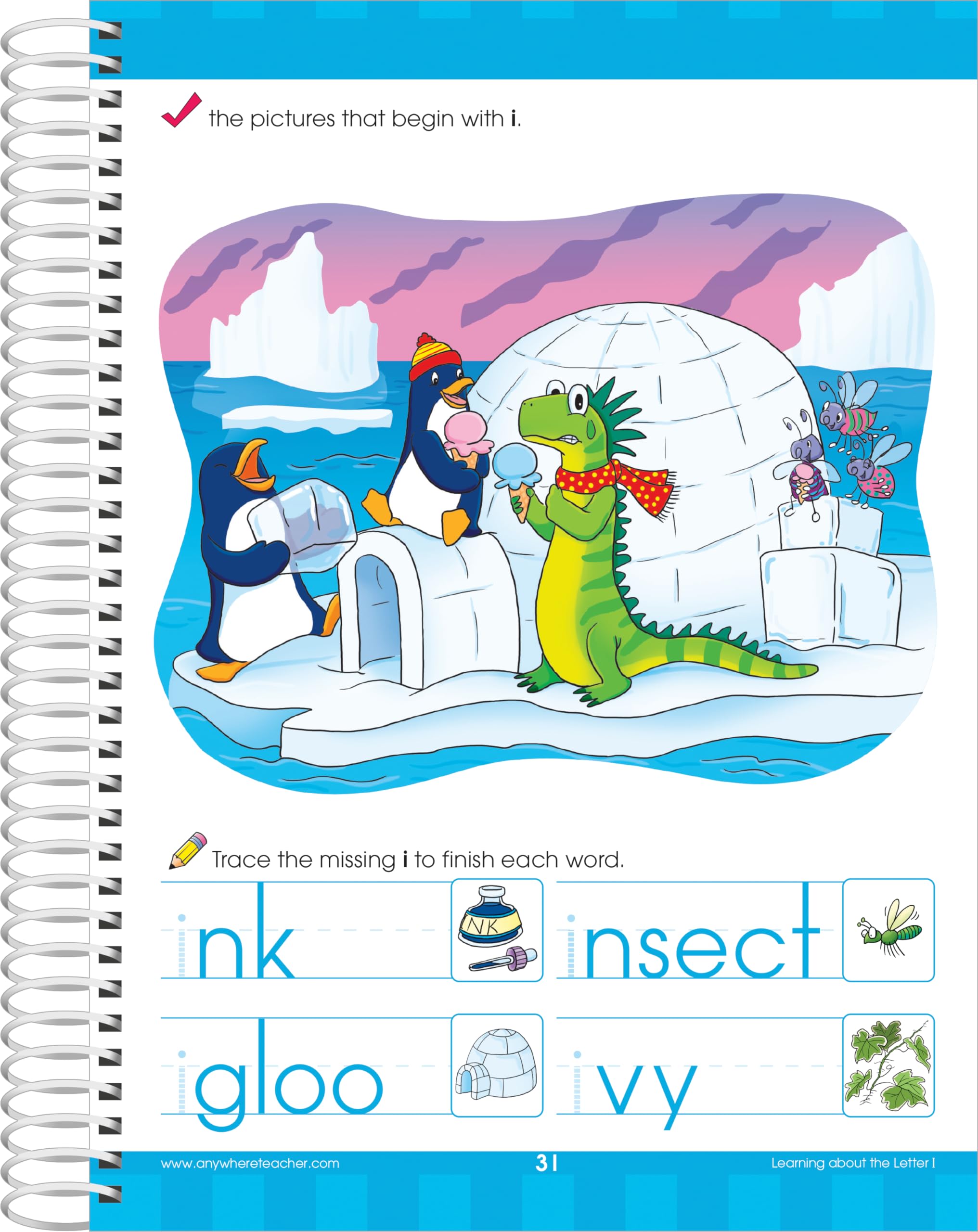School Zone - Big Kindergarten Workbook - 320 Spiral Pages, Ages 5 to 6, Early Reading and Writing, Numbers 0-20, Basic Math, Matching, Story Order, and More (Big Spiral Bound Workbooks)