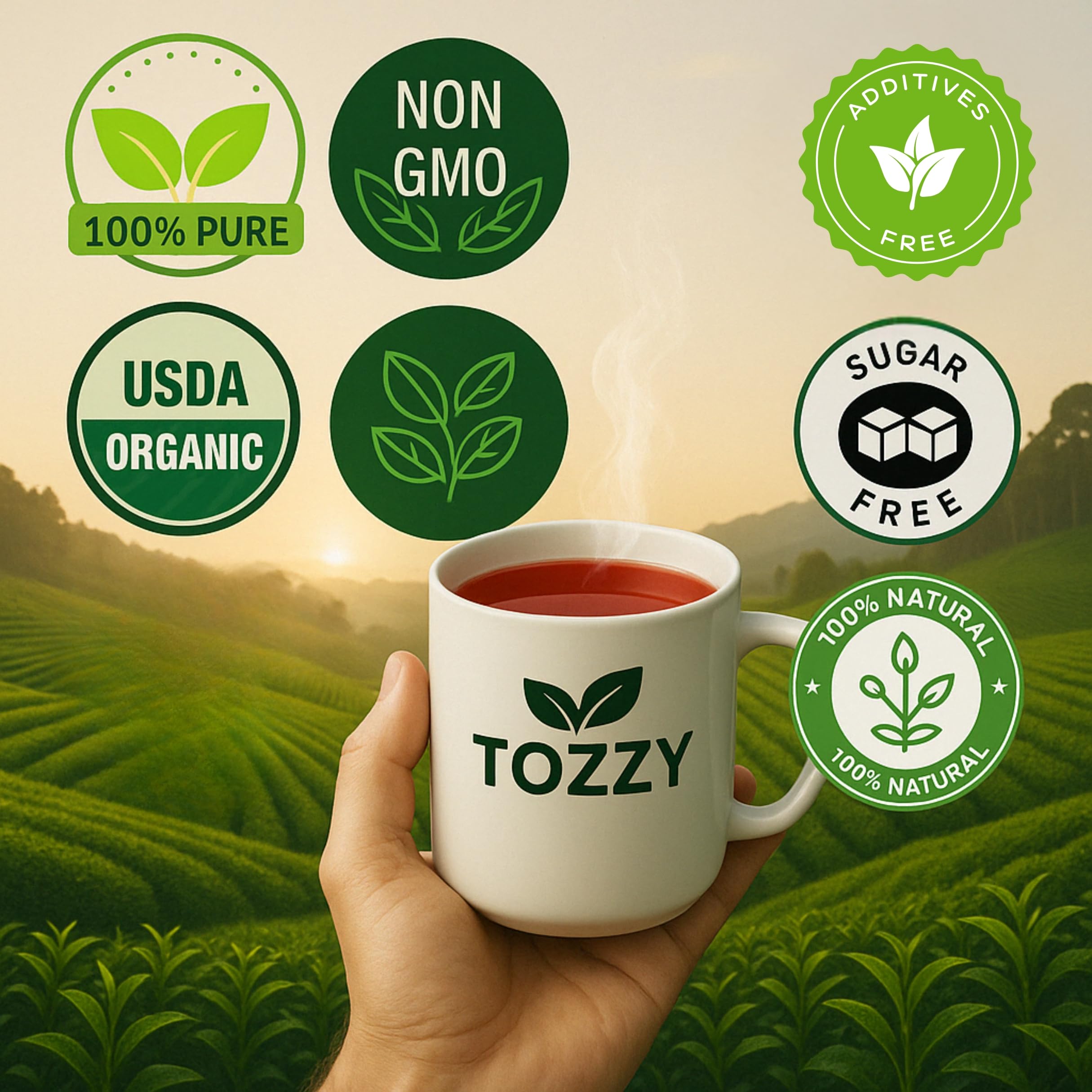 Tozzy Organic Hibiscus Tea - 100 Count | Pyramid Tea Bags (Plant-Based & Eco-conscious) | Pure Ingredients | Packaging May Vary