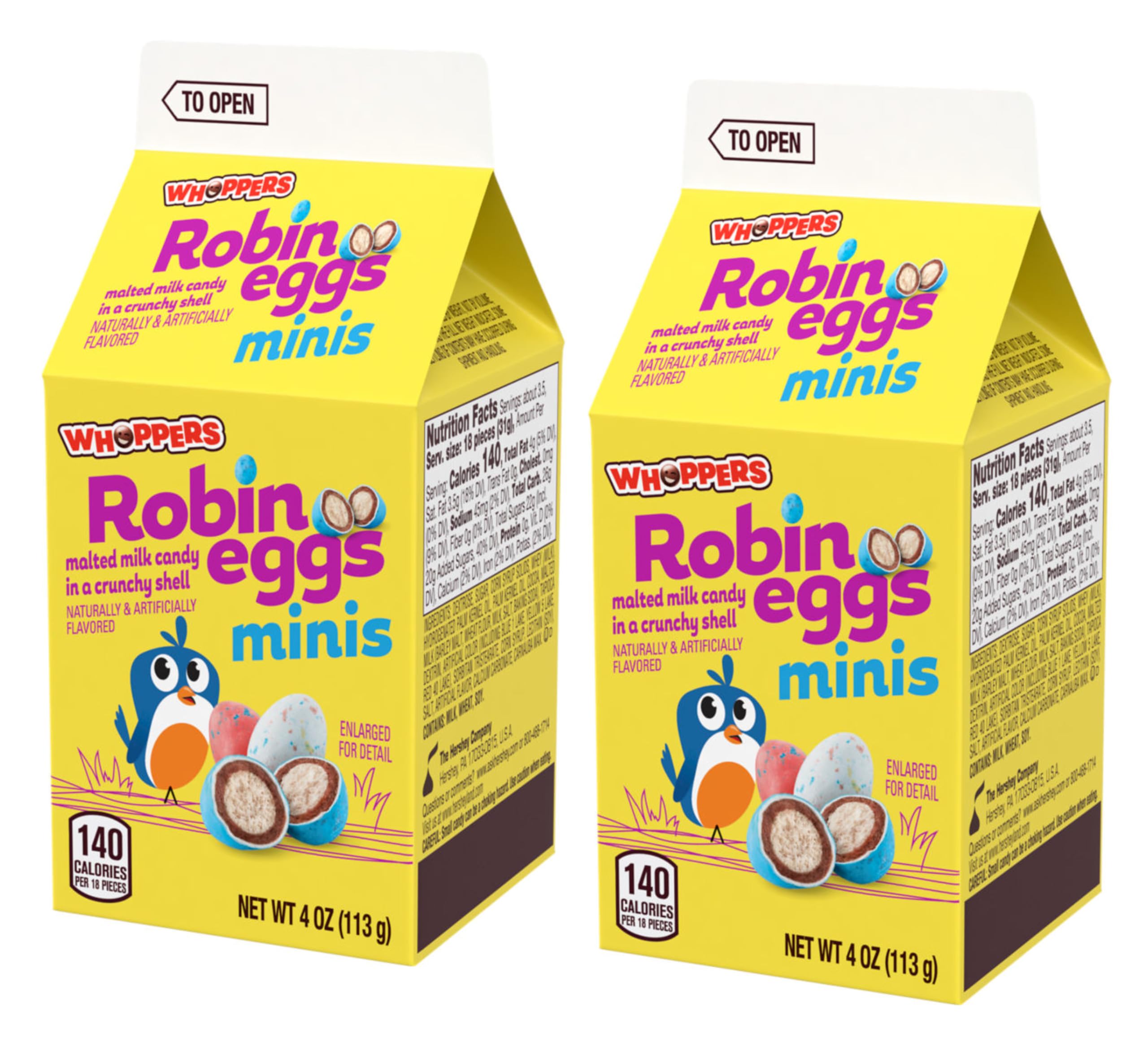 Mini Robin Eggs - Malted Milk Treats - Whoppers - Pack of 2 Cartons - Smiling Sweets - Delicious Idea for Easter Baskets - Perfect to Share with Others