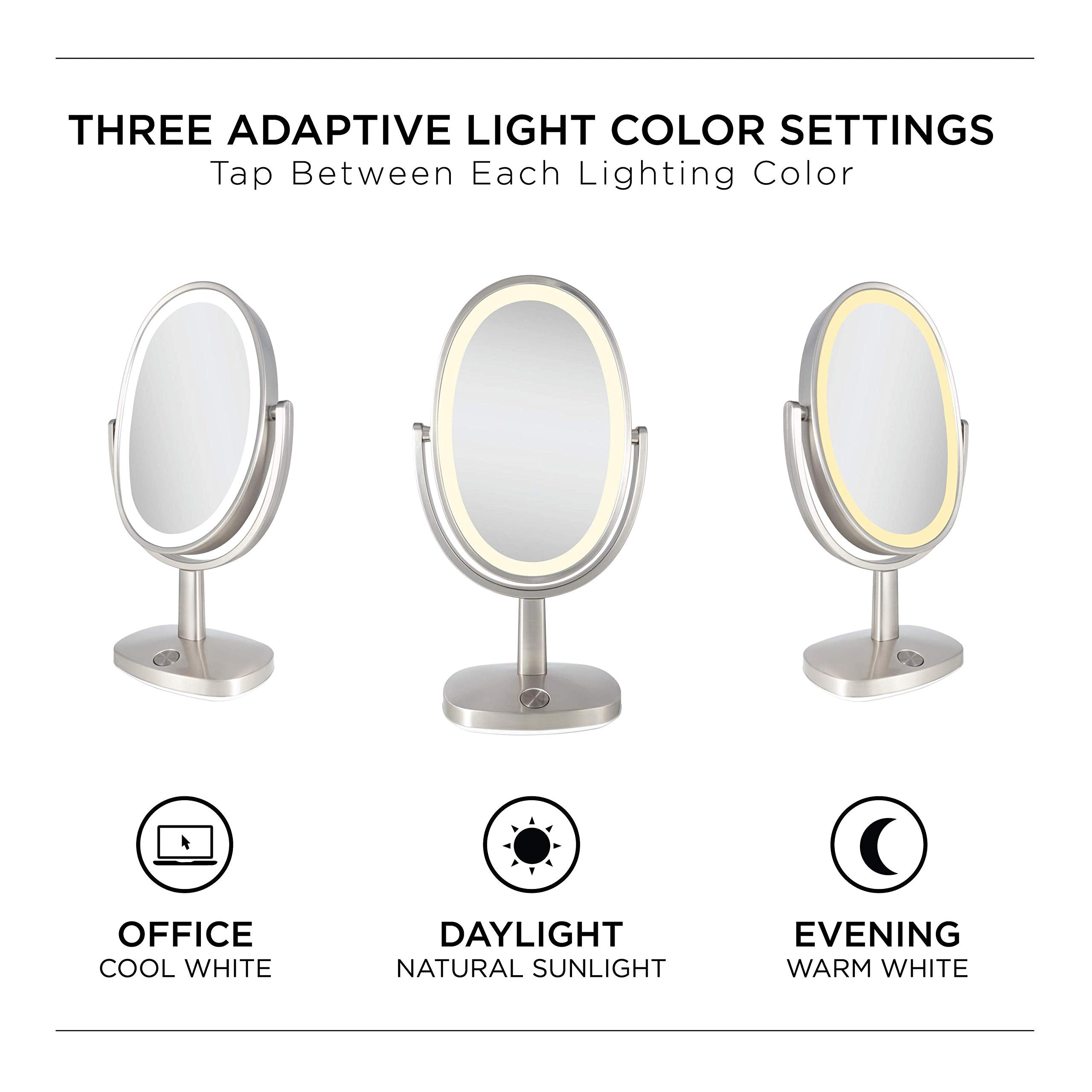 Zadro Newport 10" by 18" Oval LED Lighted Makeup Mirror with Magnification 5X/1X Touch Control Makeup Mirror with Lights