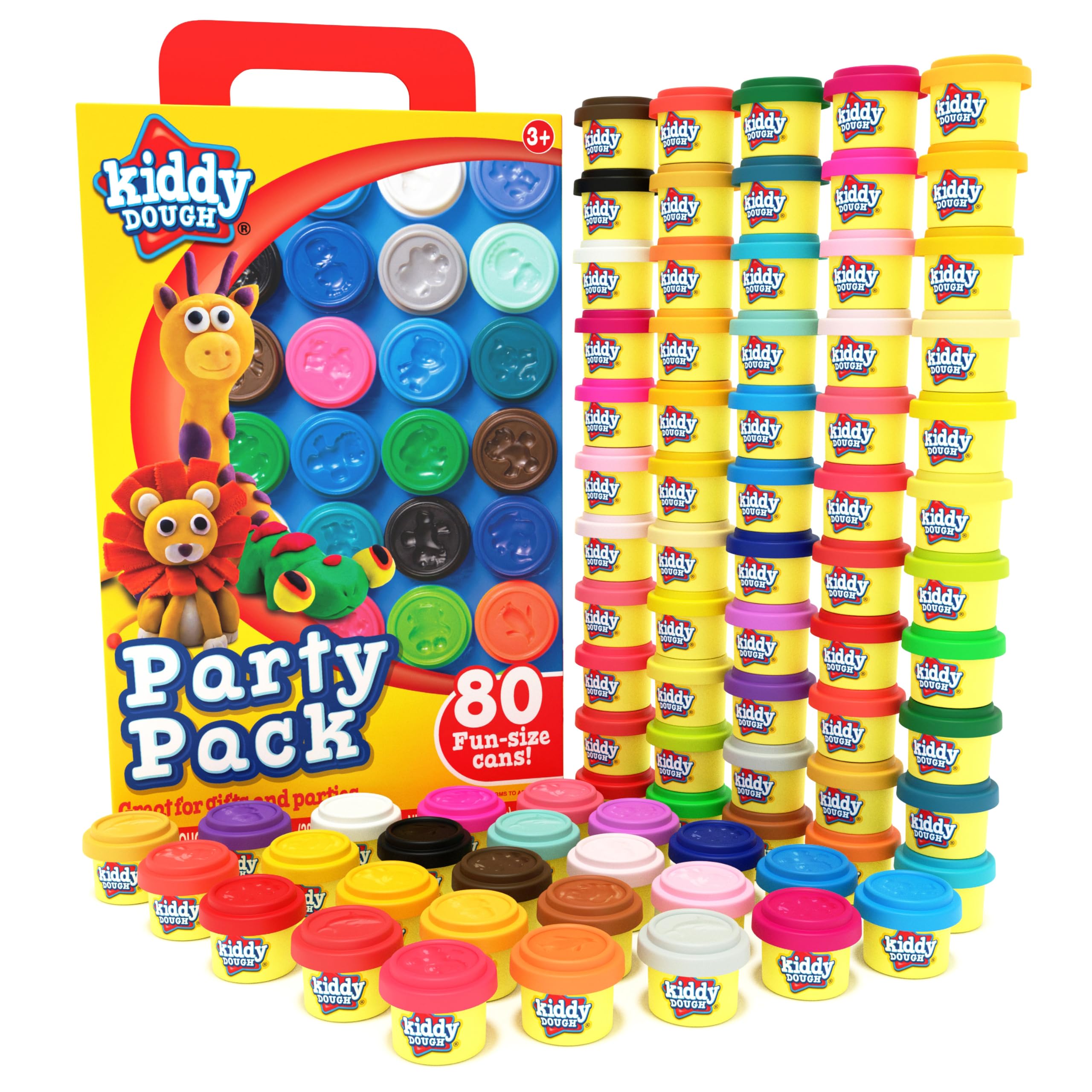 Kiddy Dough Party Pack - 80 Colorful Containers of Soft, Non-Toxic Mini PlayDough for Creative Fun - Safe & Educational Halloween Party Favors for Kids