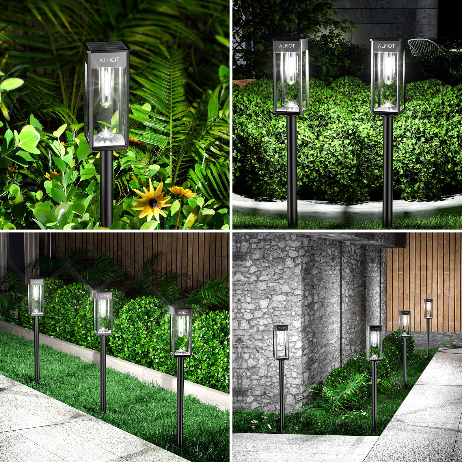 ALFIOT Solar Pathway Lights Outdoor,8 Pack Bright Solar Lights Outdoor,IP65 Waterproof Solar Garden Lights Solar Powered Landscape Lighting for Yard Patio Walkway Driveway Pathway (Cool White)