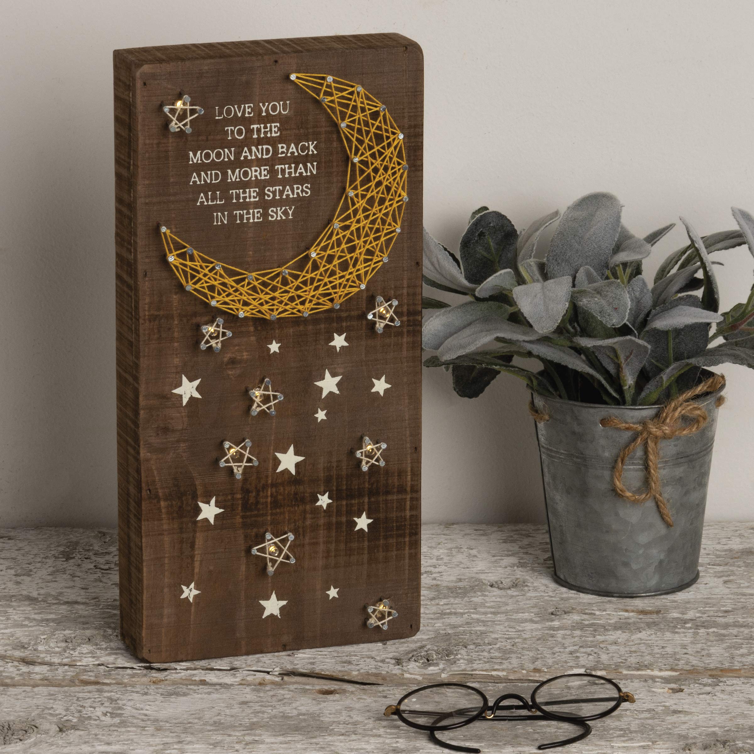 Primitives by Kathy Love You to The Moon and Back LED Lighted String Art Decorative Sign, 6 x 12.5-Inches
