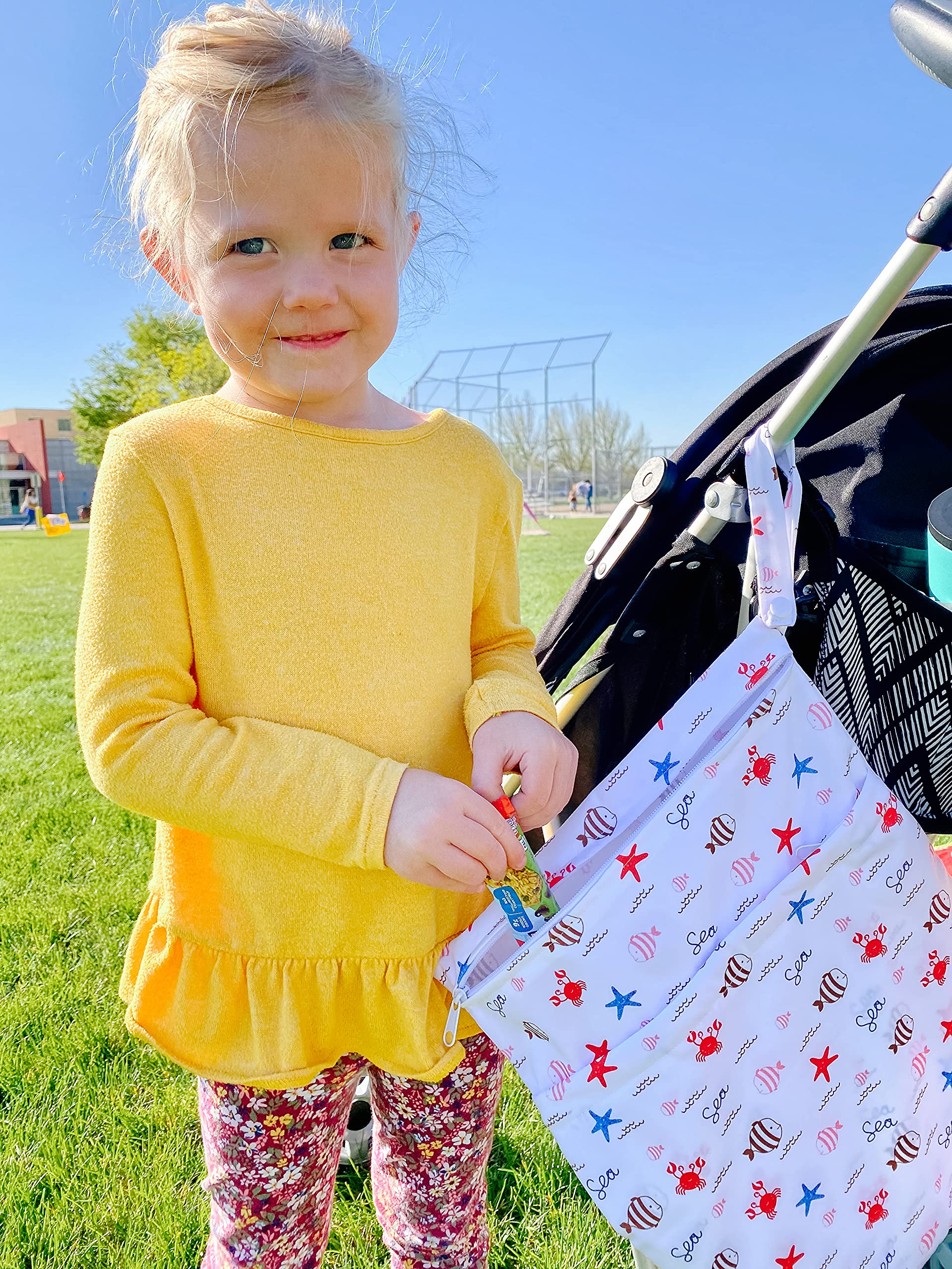 ALVA ALVABABY 2pcs Cloth Diaper Wet Dry Bags Waterproof Reusable with Two Zippered Pockets Travel Beach Pool Daycare Soiled Baby Items Yoga Gym Bag for Swimsuits or Wet Clothes LX-YK6163