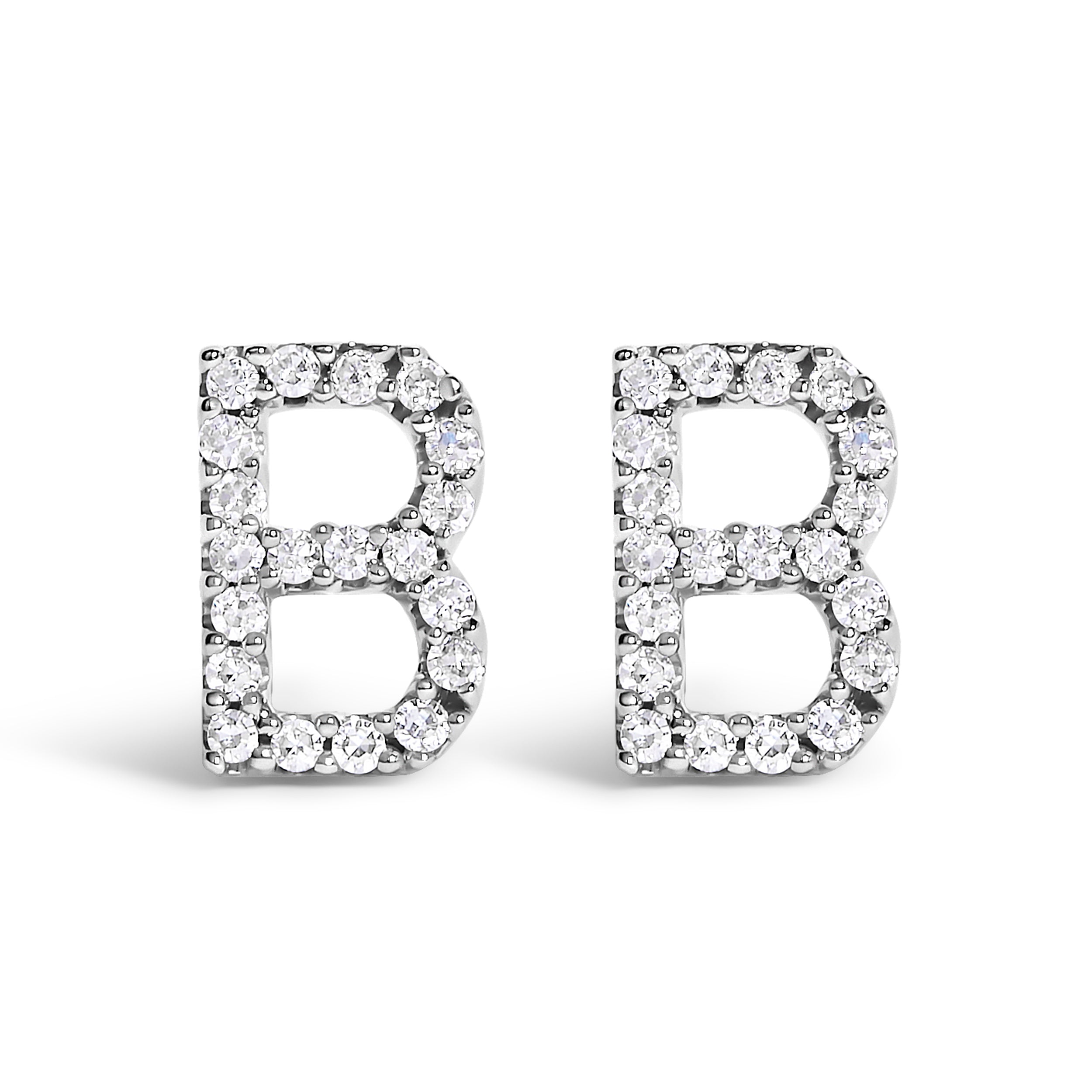 10K White Gold 1/10 Cttw Diamond Initial “A†Stud Earring