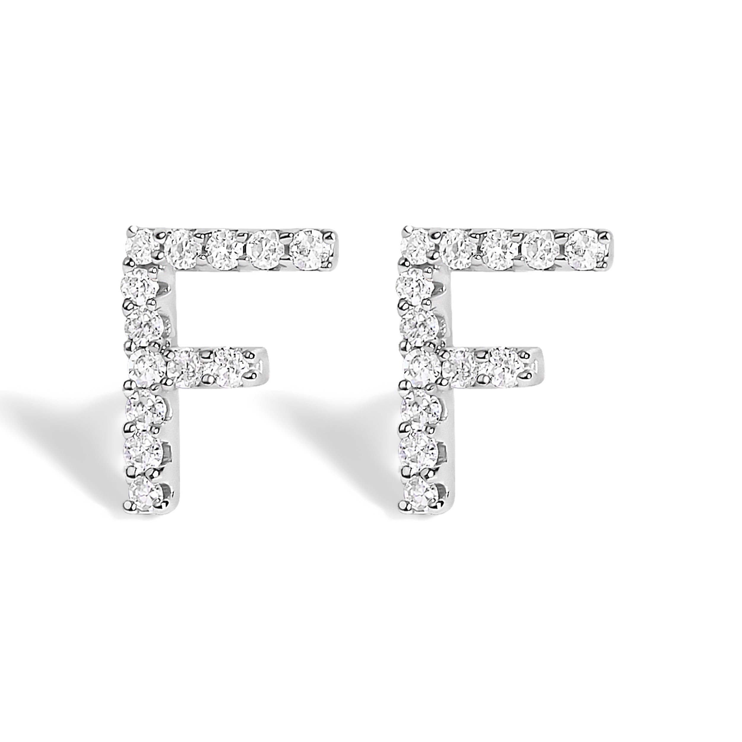 10K White Gold 1/10 Cttw Diamond Initial “A†Stud Earring