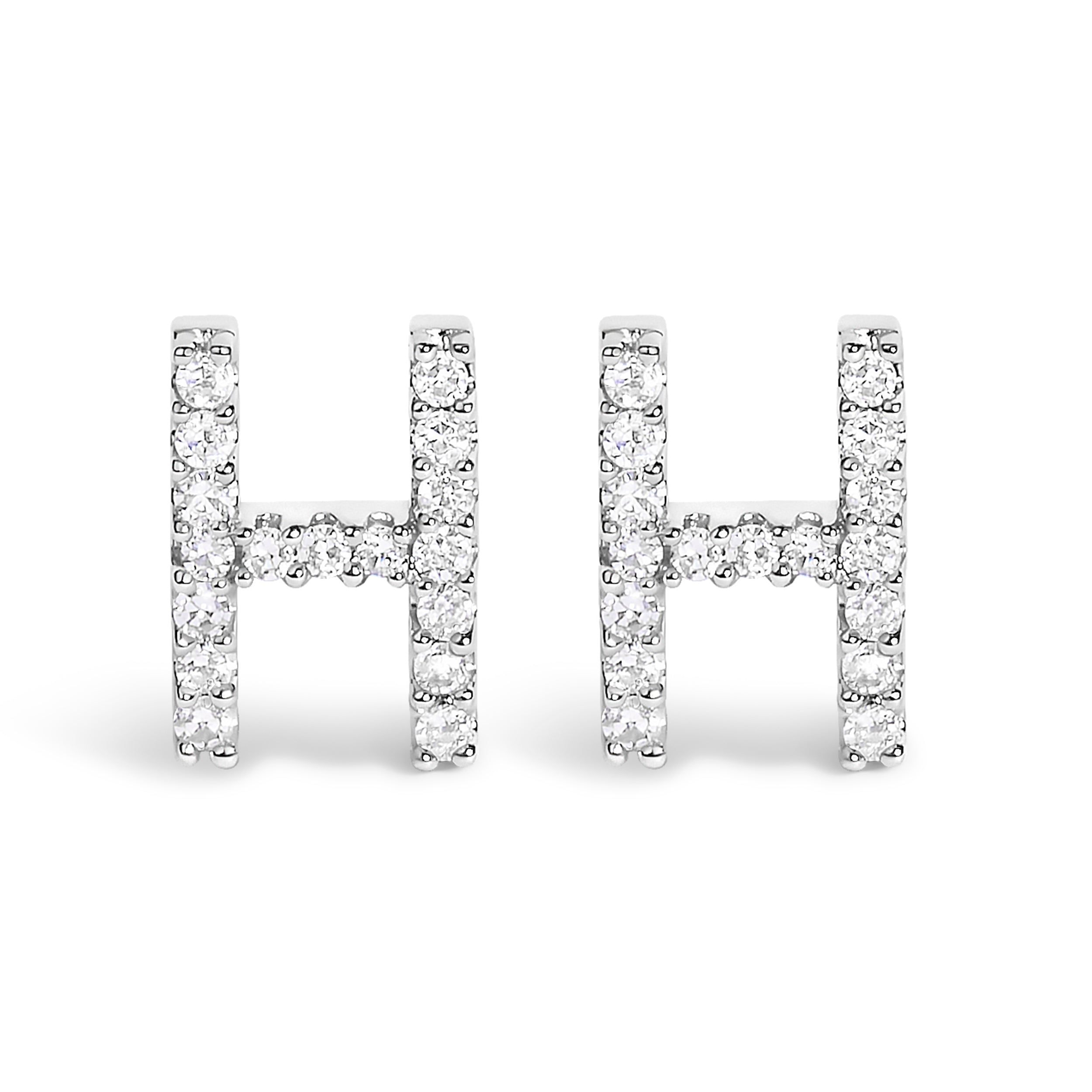 10K White Gold 1/10 Cttw Diamond Initial “A†Stud Earring