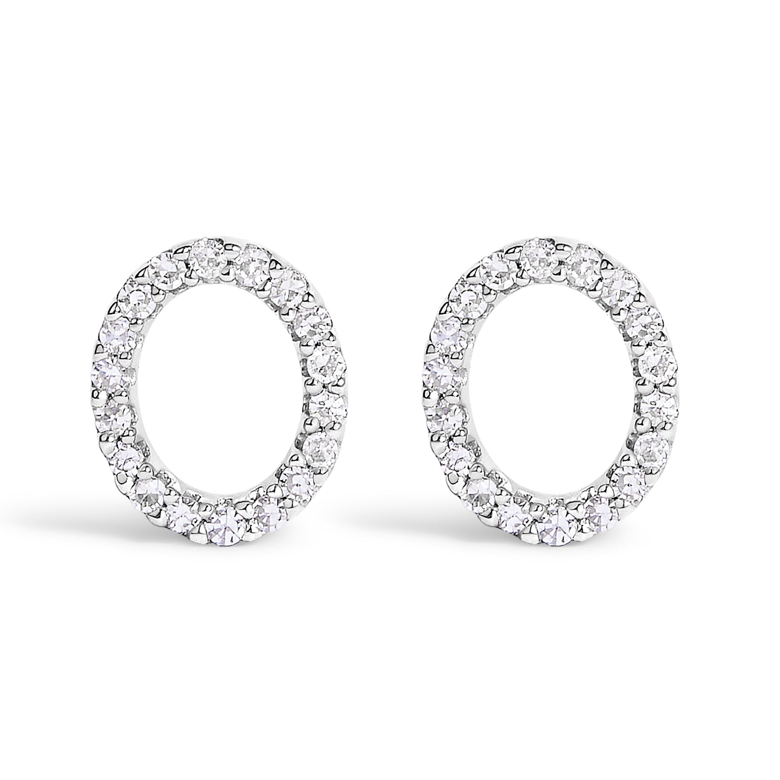 10K White Gold 1/10 Cttw Diamond Initial “A†Stud Earring
