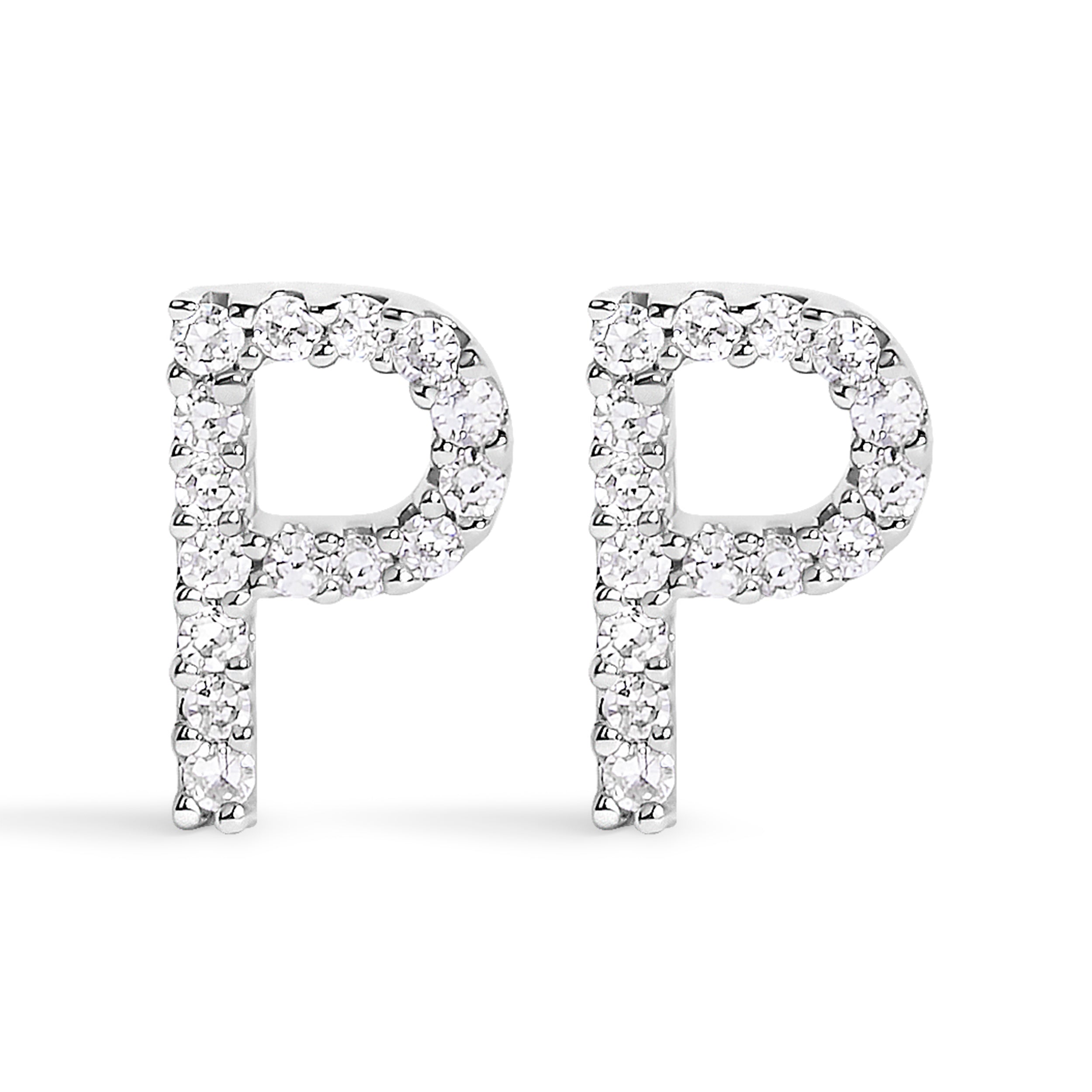 10K White Gold 1/10 Cttw Diamond Initial “A†Stud Earring