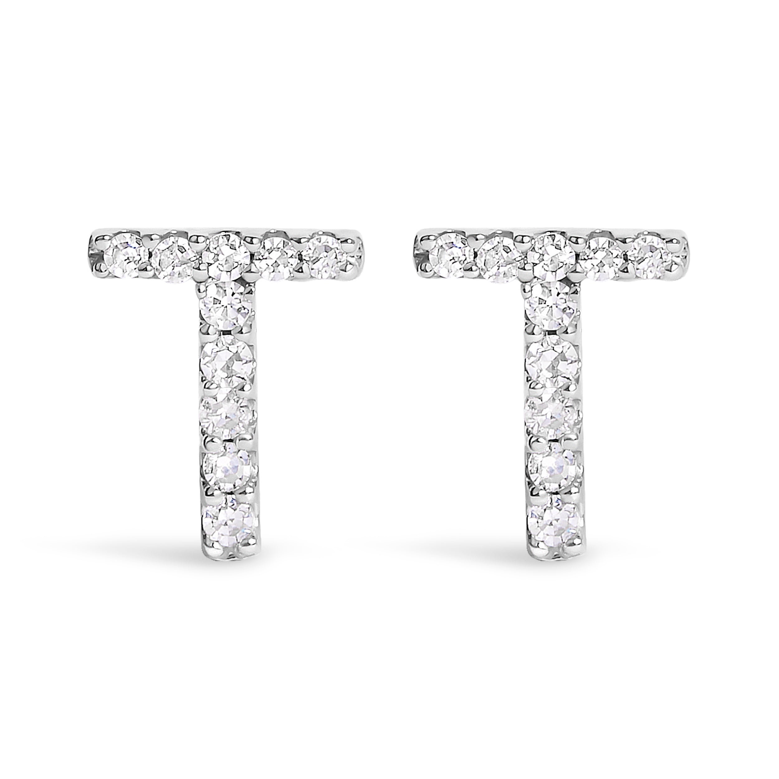 10K White Gold 1/10 Cttw Diamond Initial “A†Stud Earring