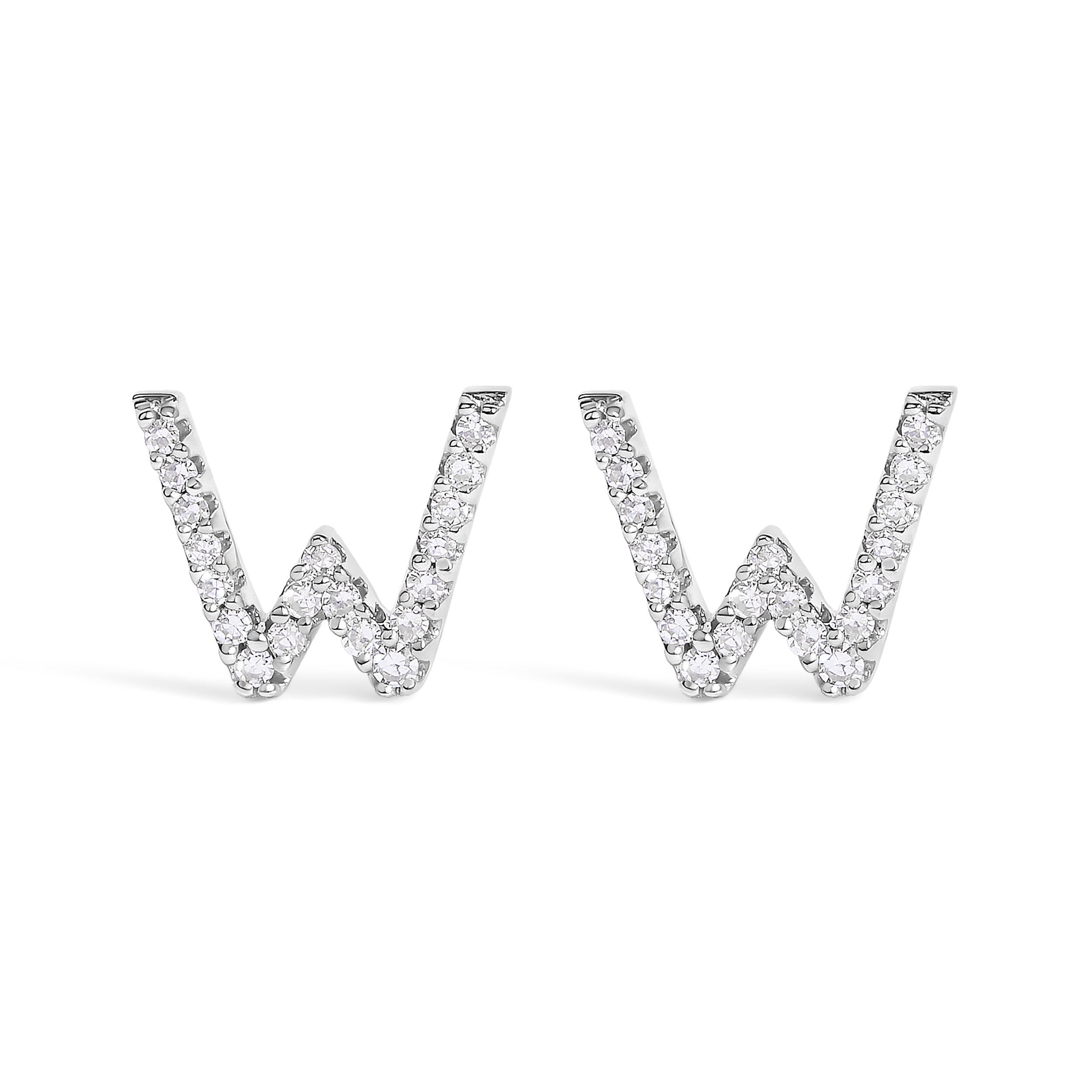 10K White Gold 1/10 Cttw Diamond Initial “A†Stud Earring